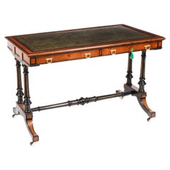 Antique Victorian Amboyna and Burr Walnut Writing Table Desk 19th C