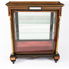 Antique Victorian Amboyna & Ebonised Pier Display Cabinet 19th Century