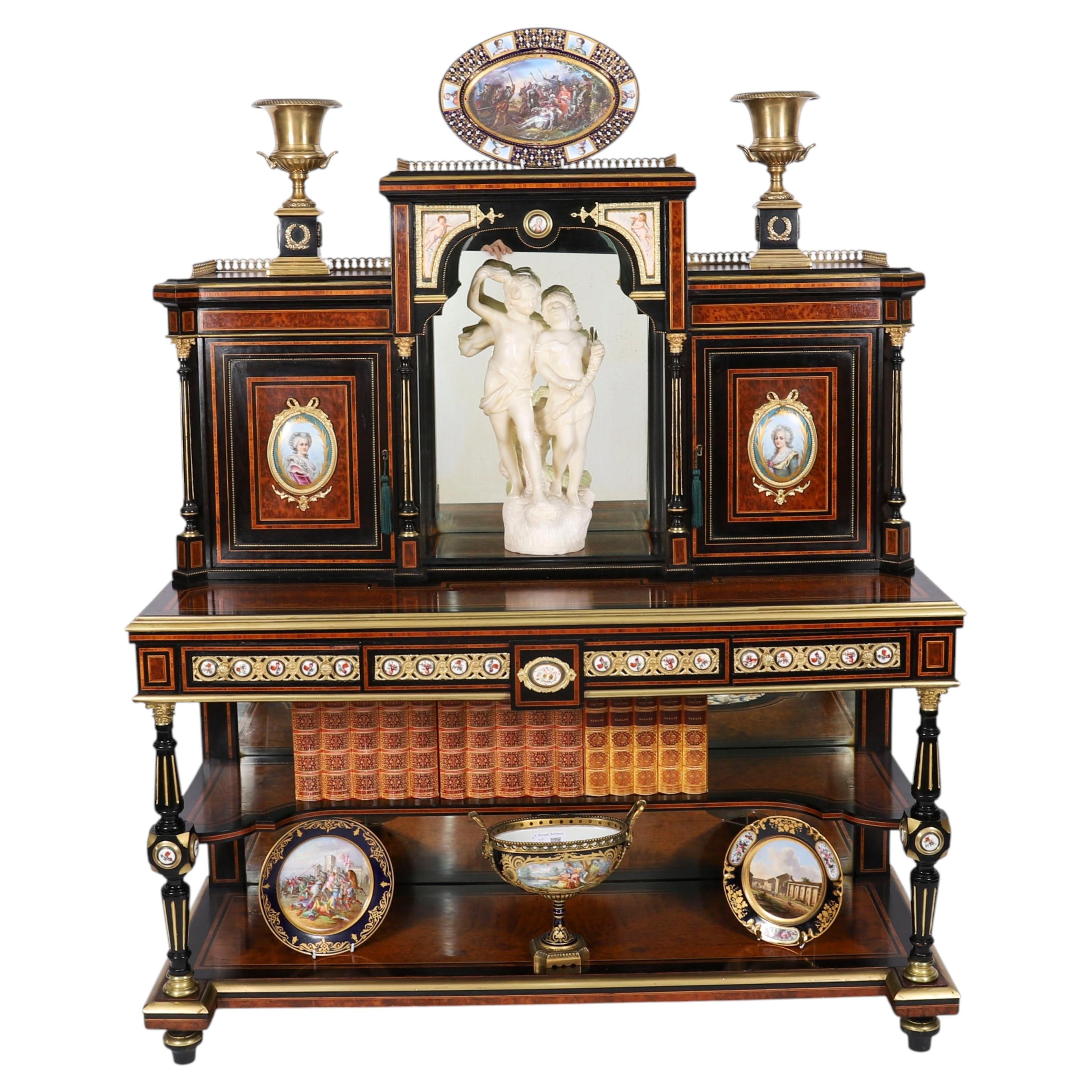 Antique Victorian Amboyna Inlaid Bonheur Du Jour 19th Century