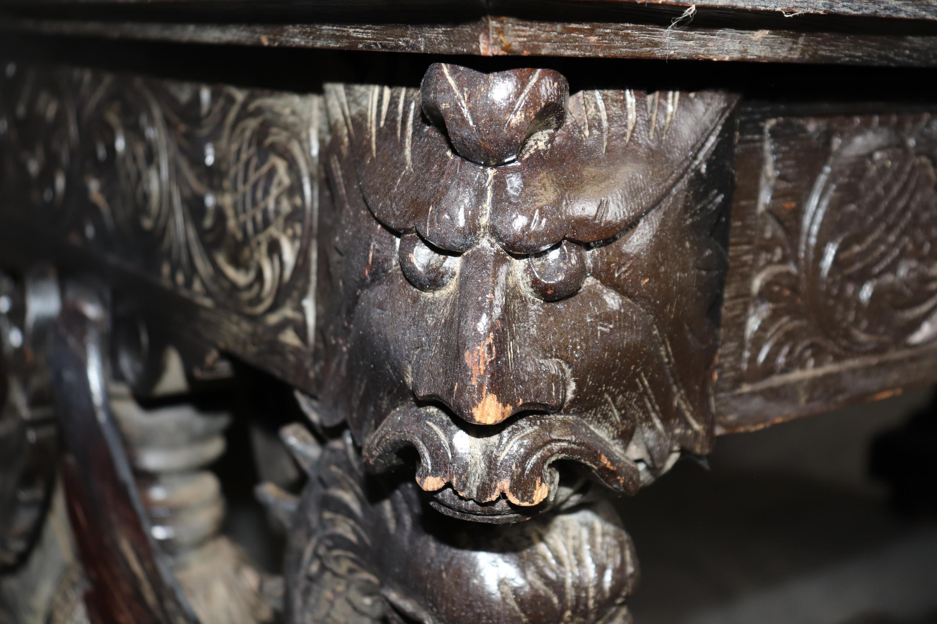 Antique Victorian American Carved Griffin Desk Attributed to RJ Horner For Sale 4
