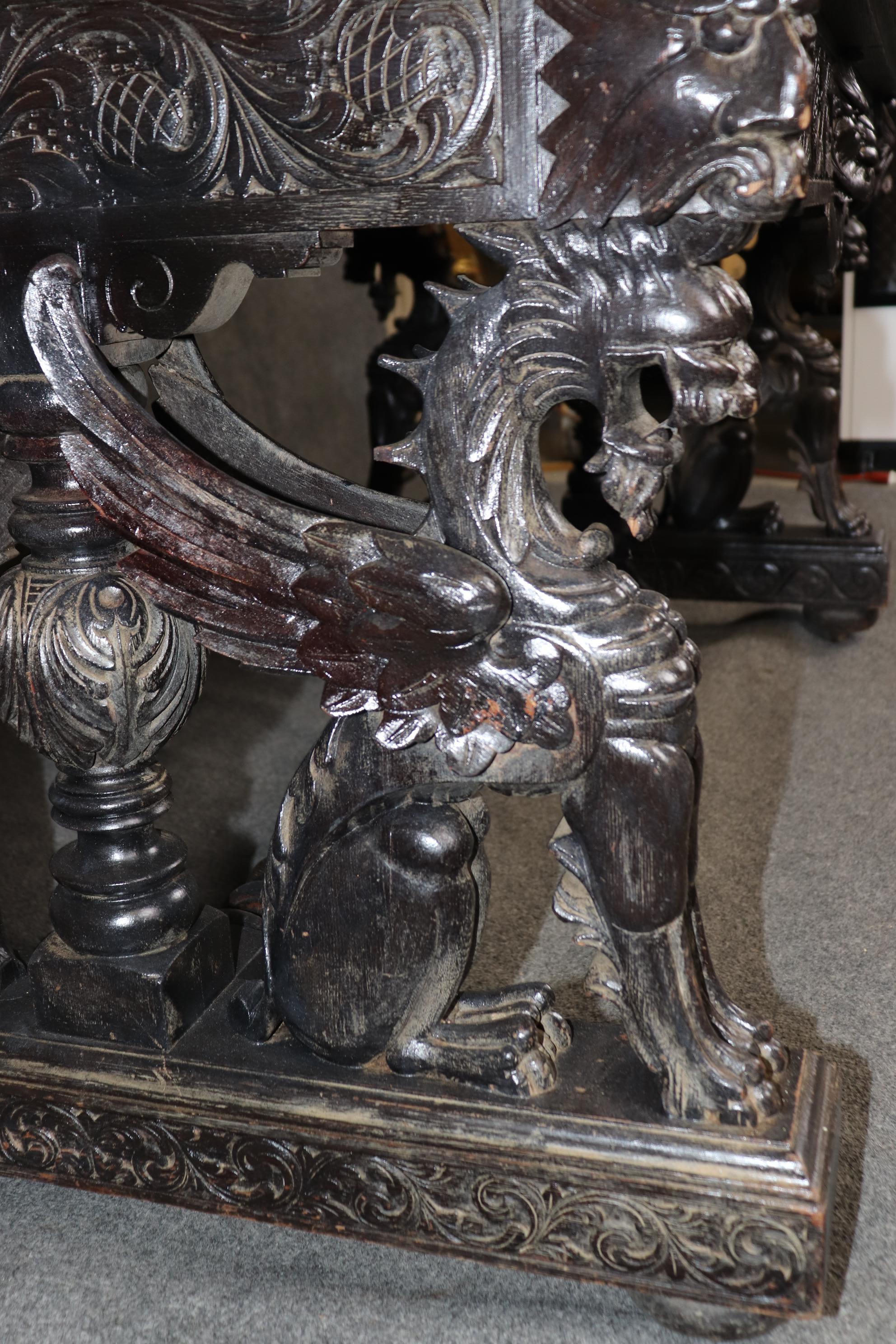 Antique Victorian American Carved Griffin Desk Attributed to RJ Horner For Sale 5