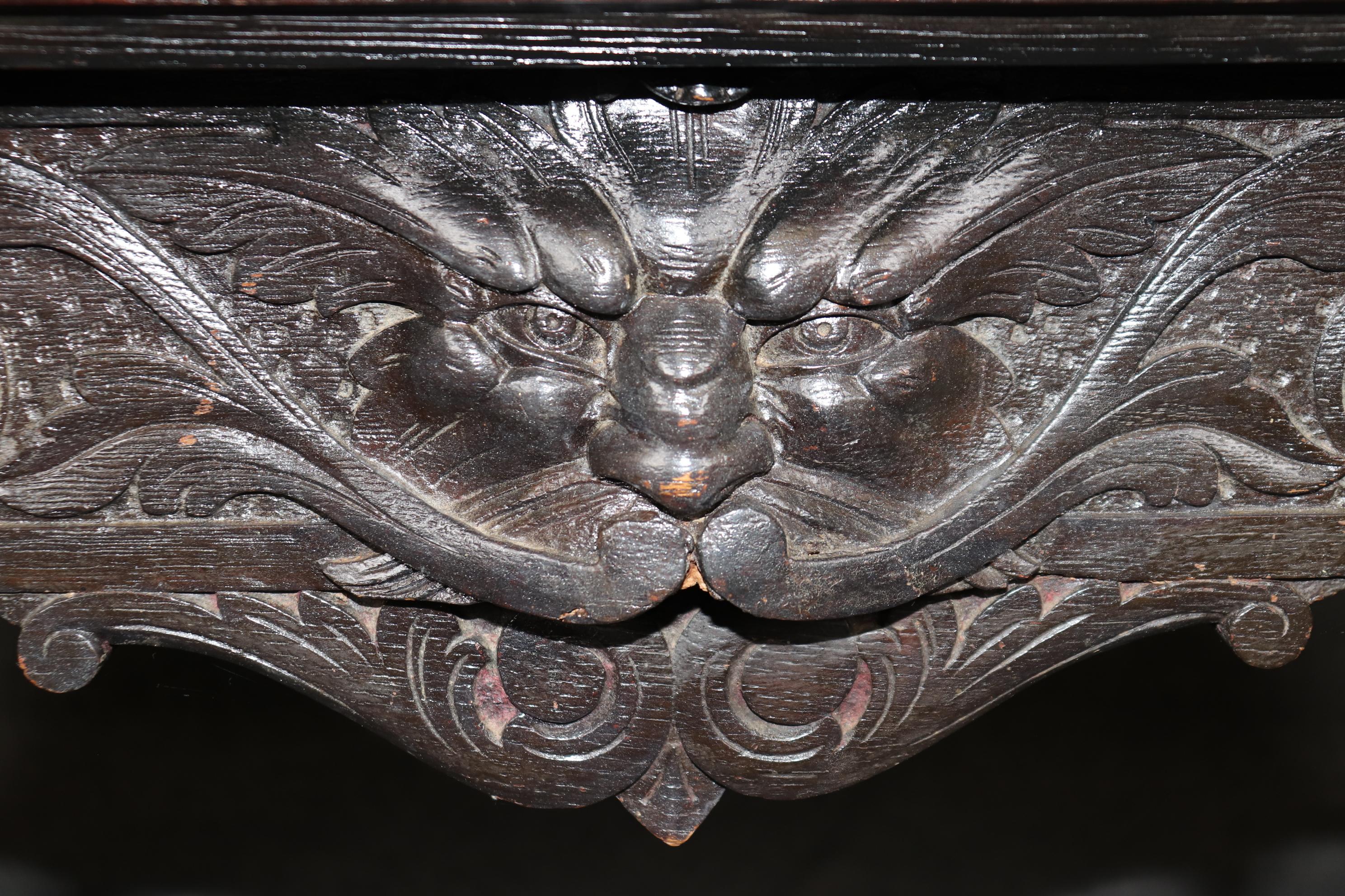 Antique Victorian American Carved Griffin Desk Attributed to RJ Horner For Sale 7