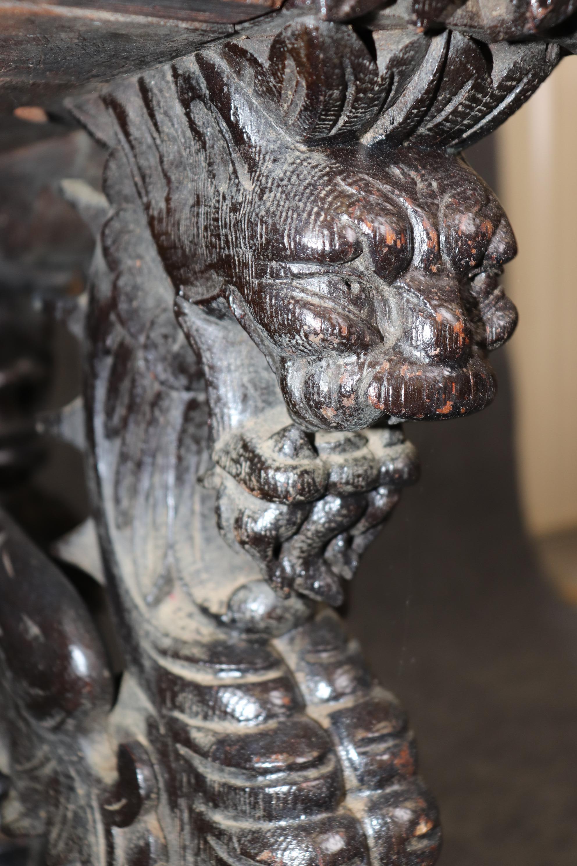 Antique Victorian American Carved Griffin Desk Attributed to RJ Horner For Sale 9