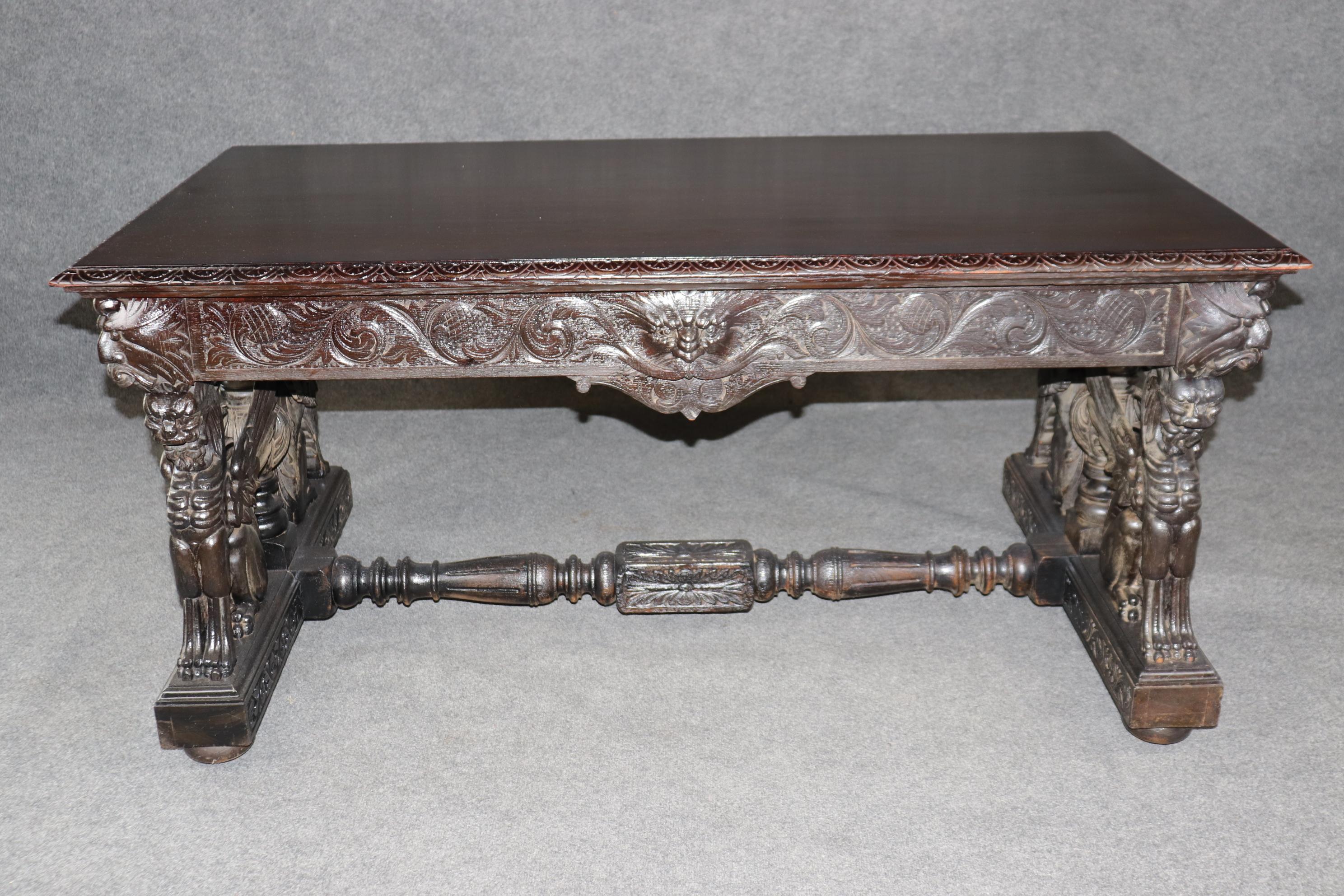 Late Victorian Antique Victorian American Carved Griffin Desk Attributed to RJ Horner For Sale