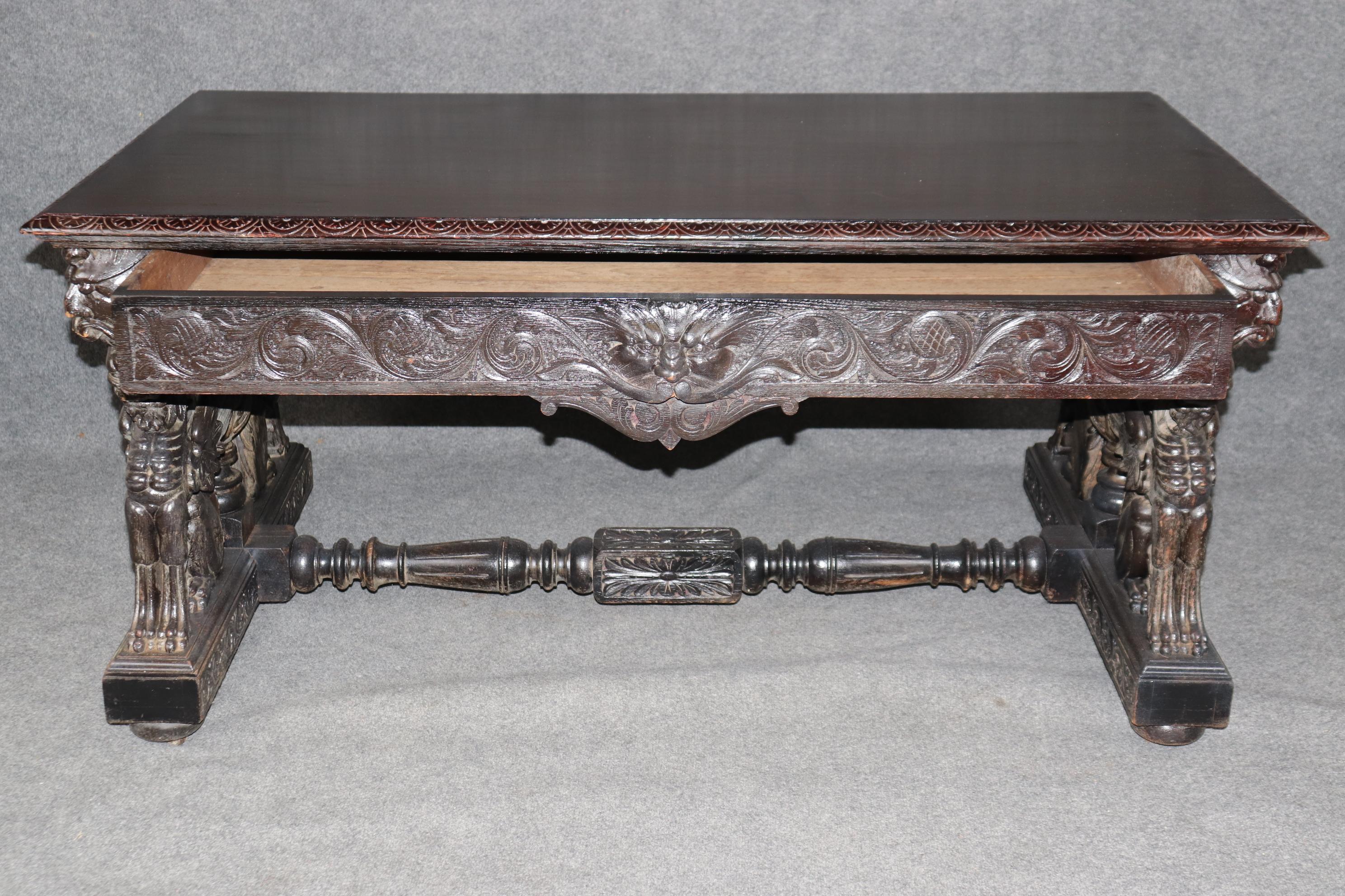 Late 19th Century Antique Victorian American Carved Griffin Desk Attributed to RJ Horner For Sale