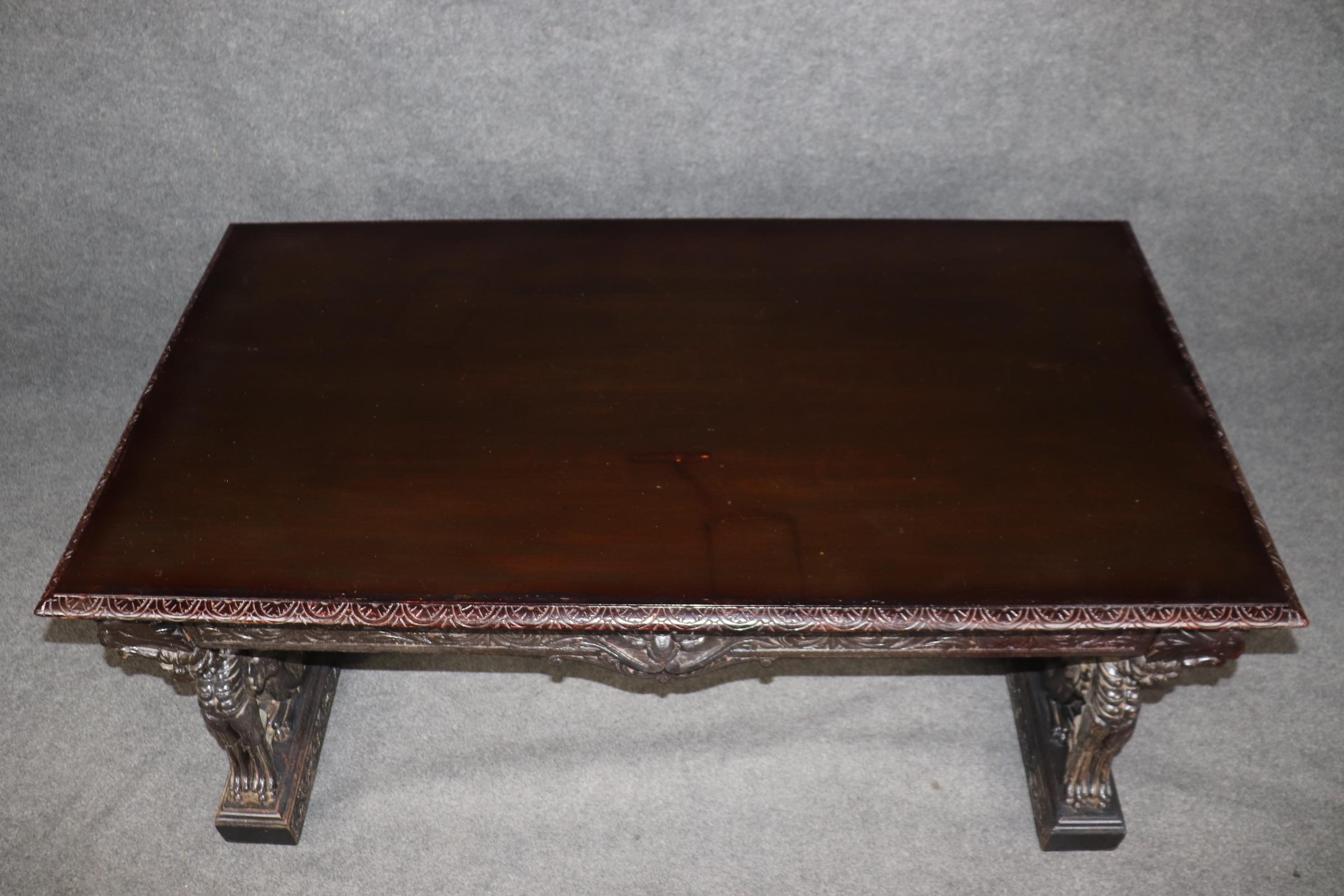 Oak Antique Victorian American Carved Griffin Desk Attributed to RJ Horner For Sale
