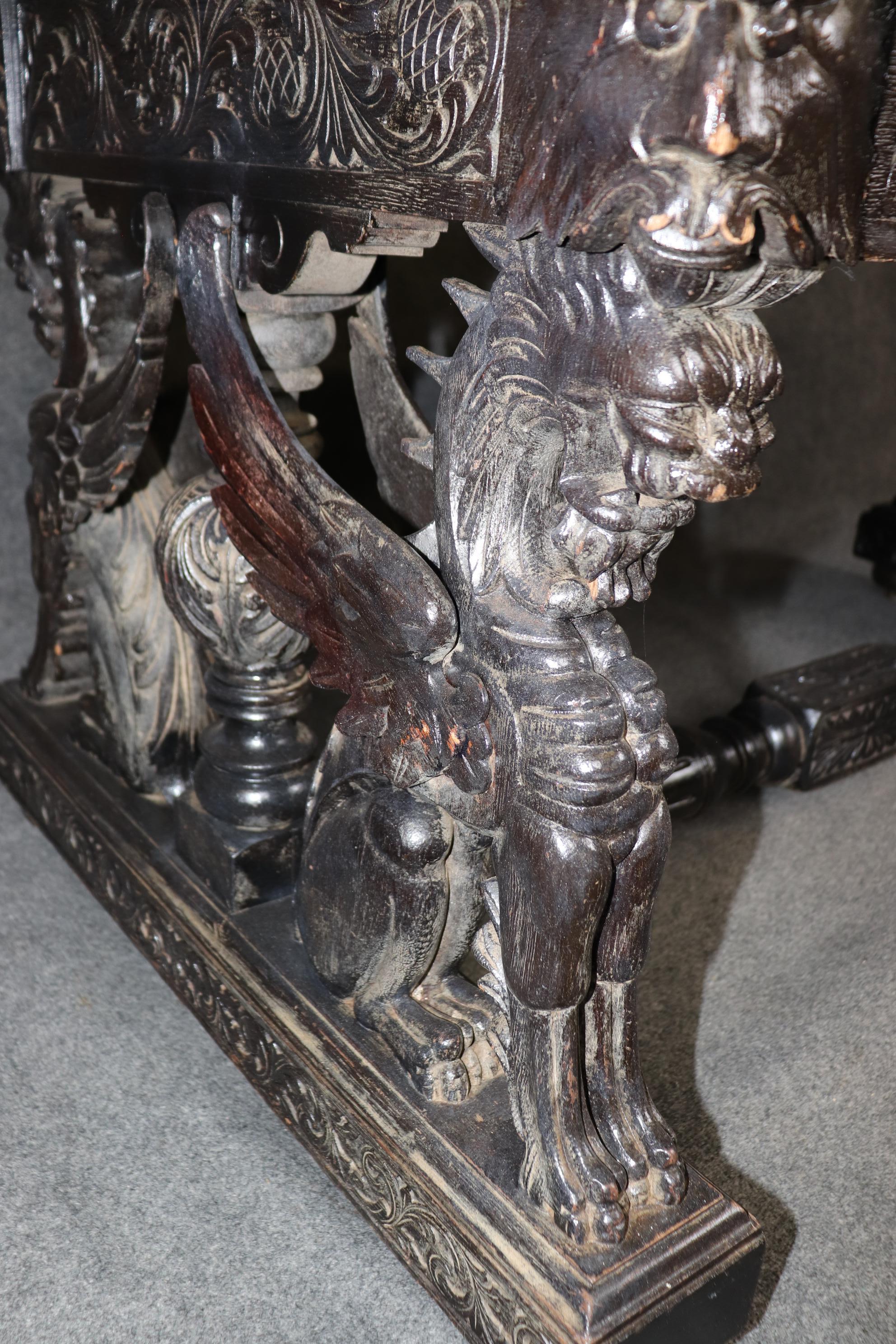 Antique Victorian American Carved Griffin Desk Attributed to RJ Horner For Sale 3