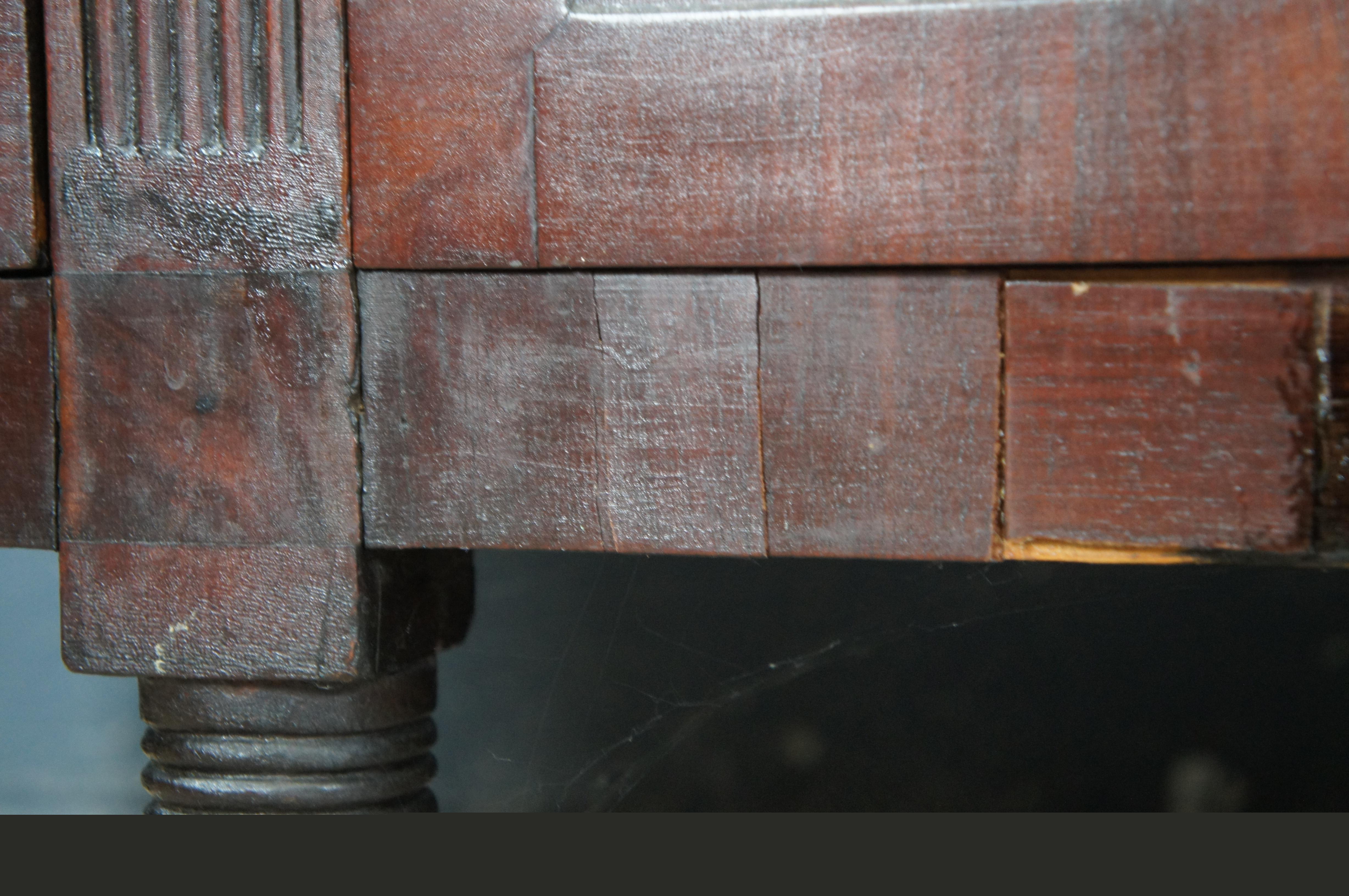 Antique Victorian American Empire Flame Mahogany Buffet Sideboard Console 62