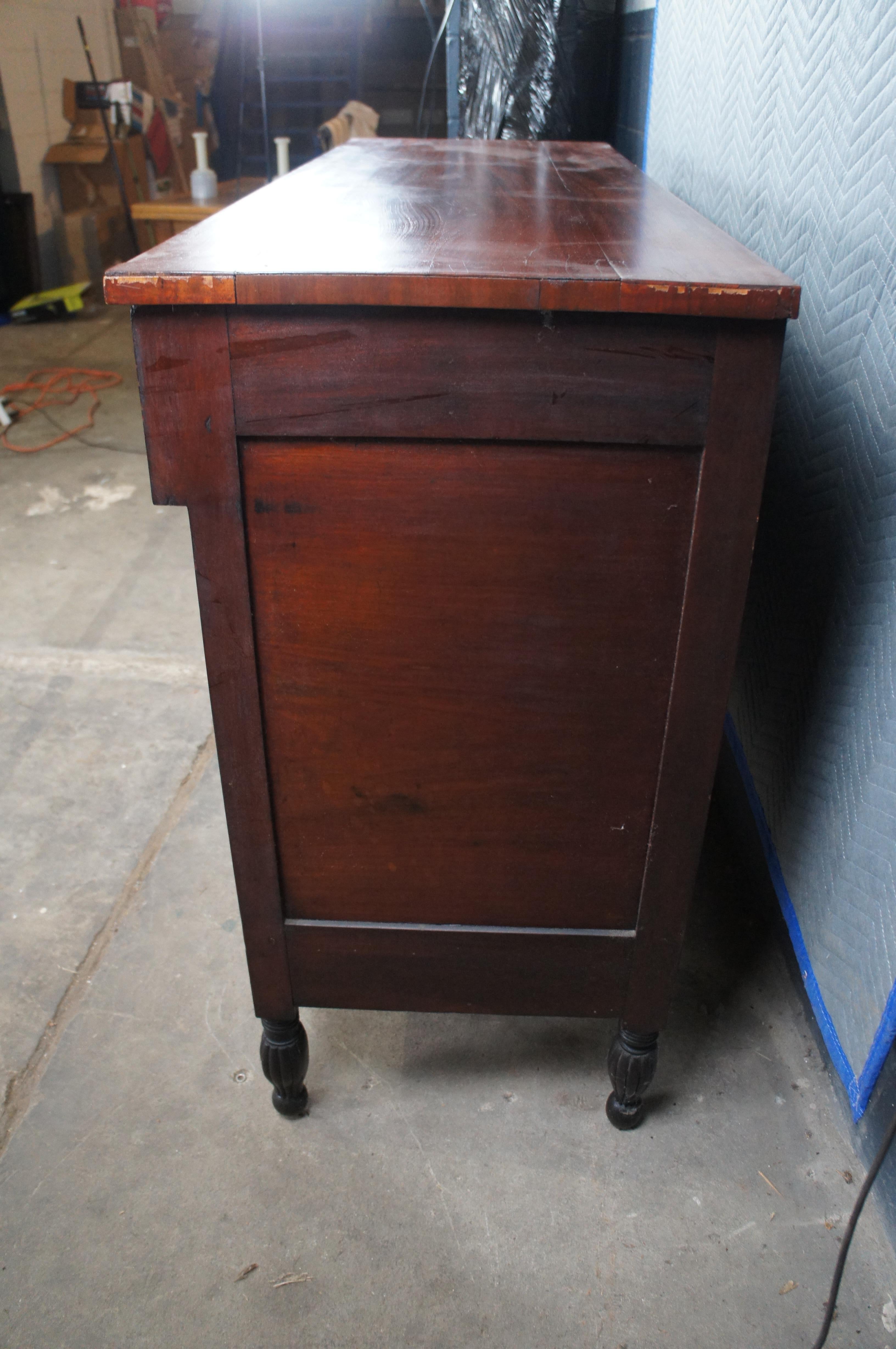 Antique Victorian American Empire Flame Mahogany Buffet Sideboard Console 62