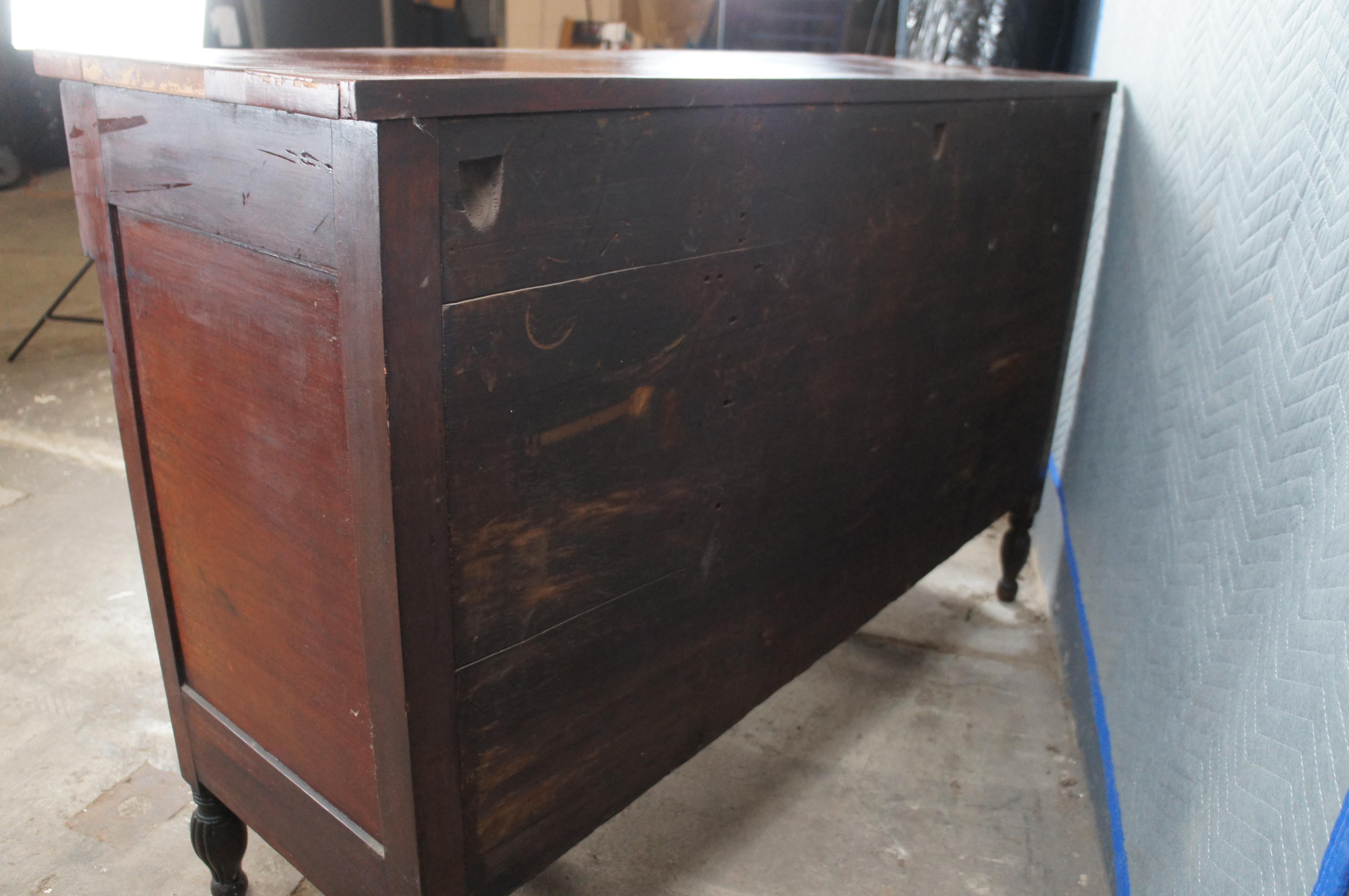 Antique Victorian American Empire Flame Mahogany Buffet Sideboard Console 62