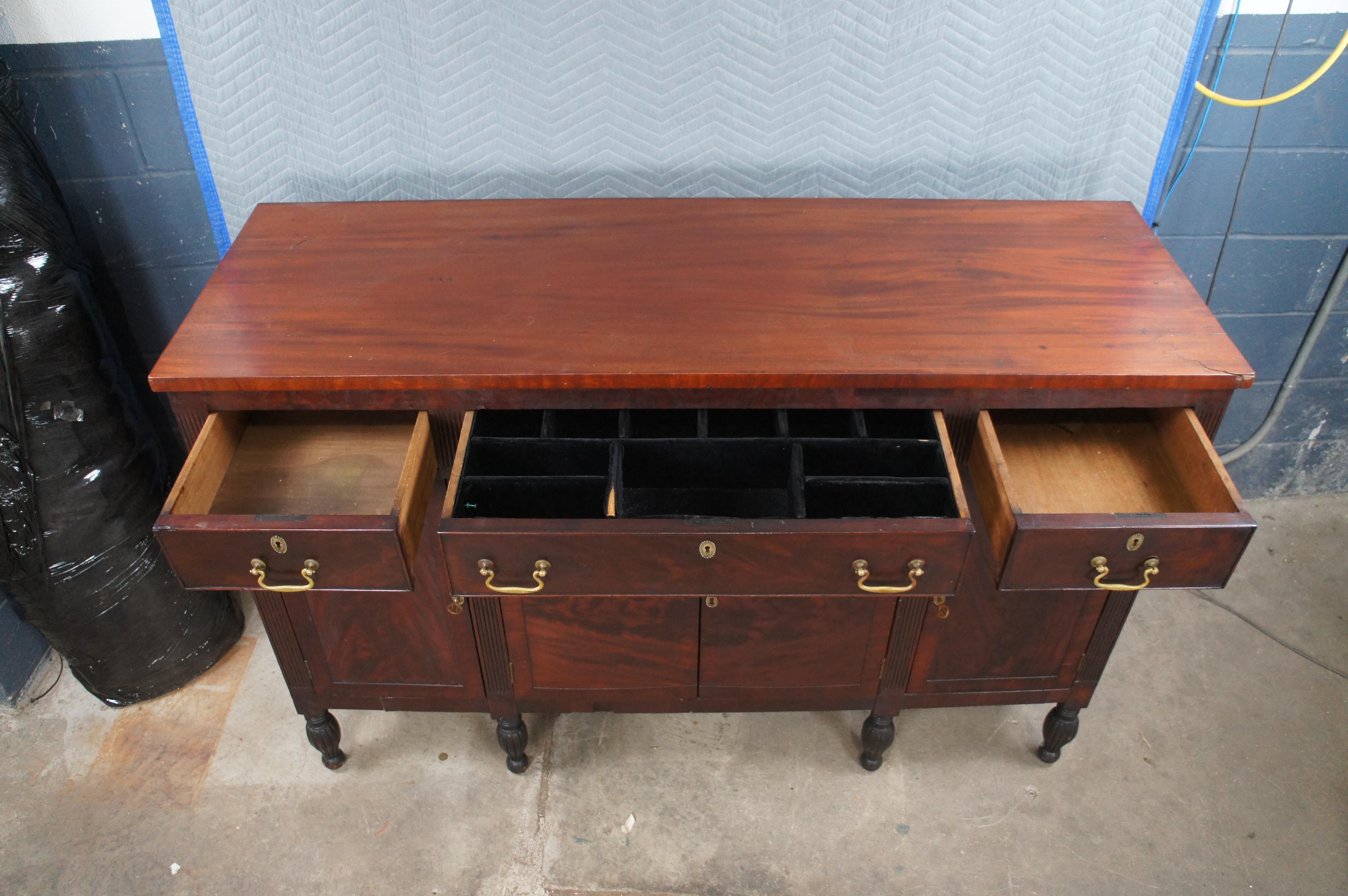 Antique Victorian American Empire Flame Mahogany Buffet Sideboard Console 62