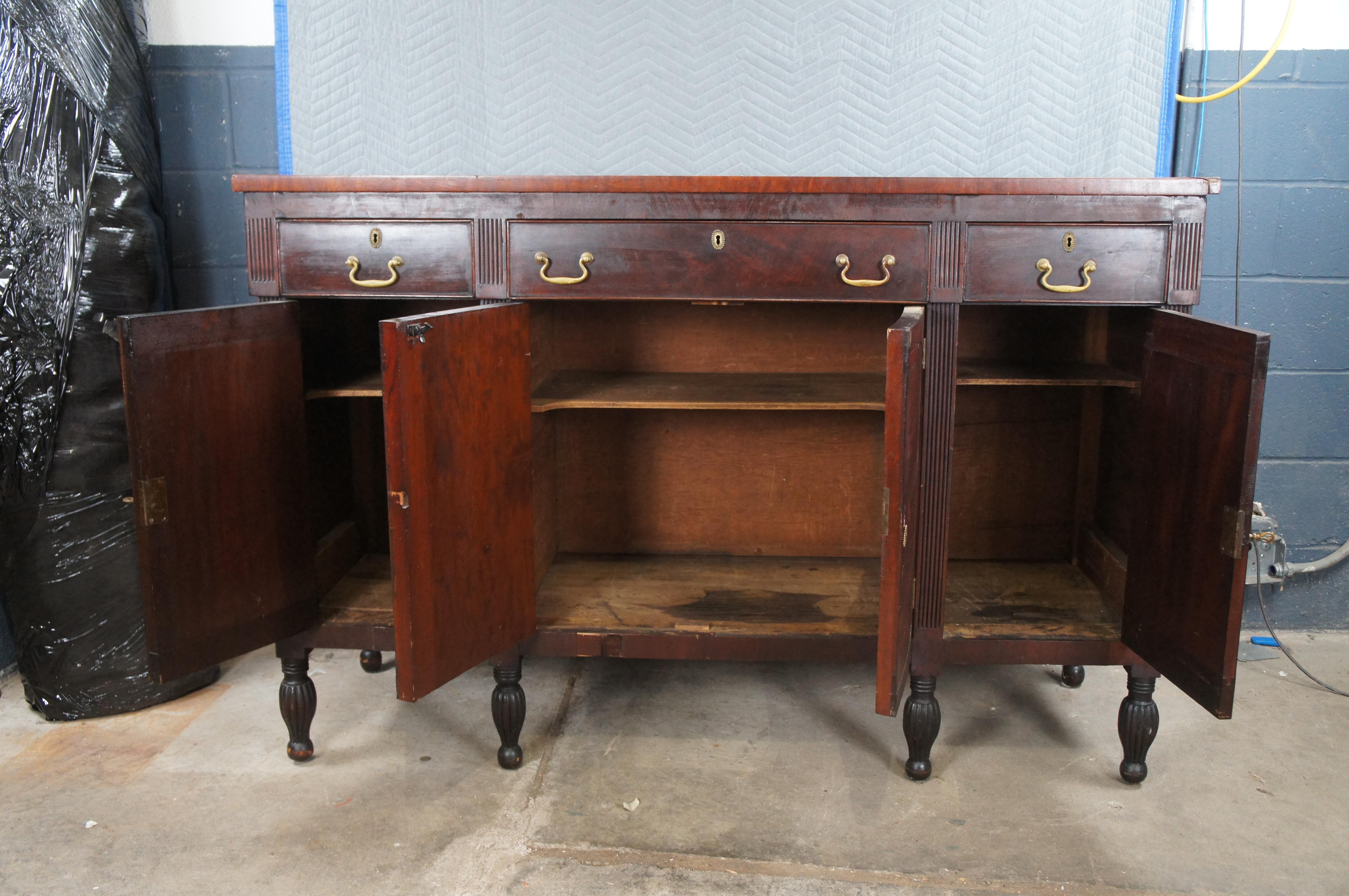 Antique Victorian American Empire Flame Mahogany Buffet Sideboard Console 62