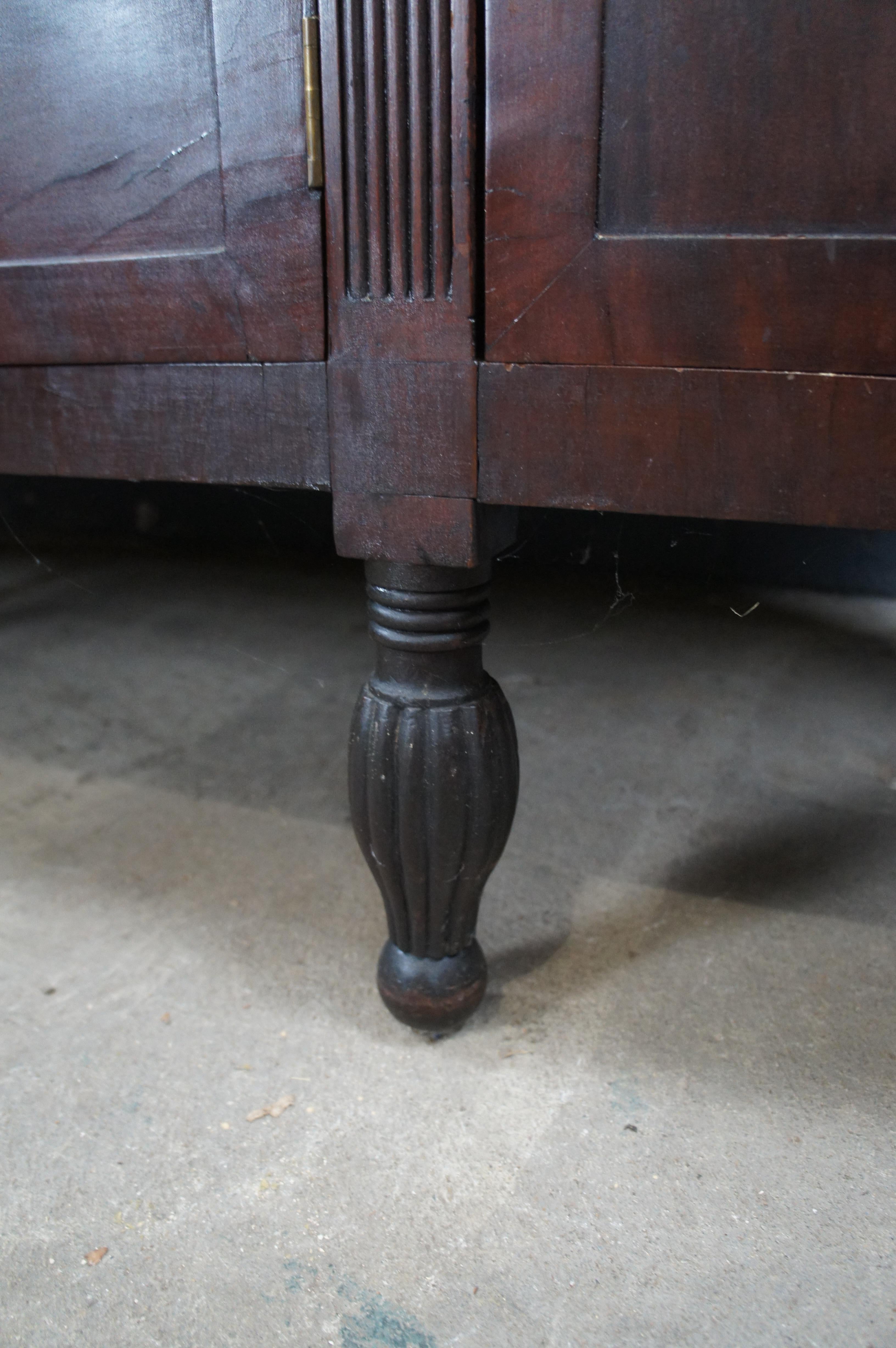 Antique Victorian American Empire Flame Mahogany Buffet Sideboard Console 62