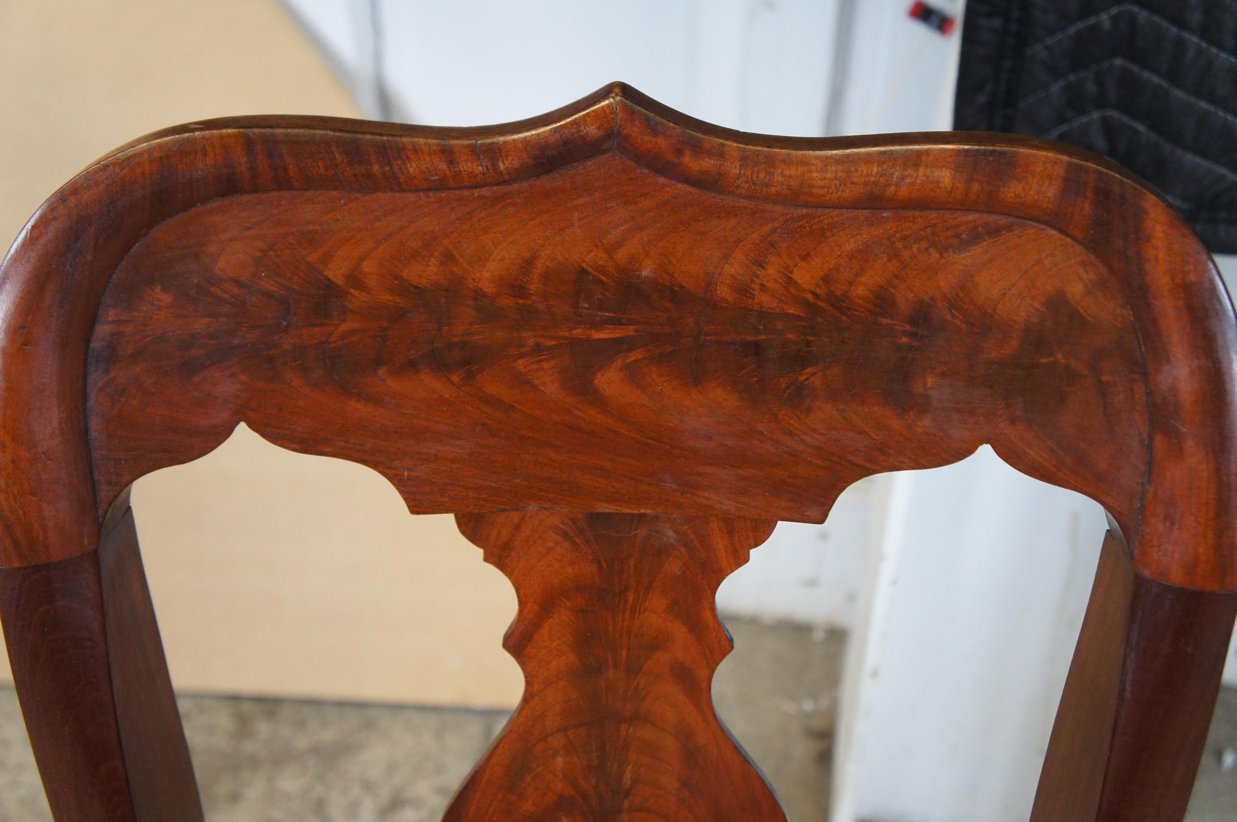 Antique Victorian American Empire Flame Mahogany Side Chair Embroidered Seat For Sale 6