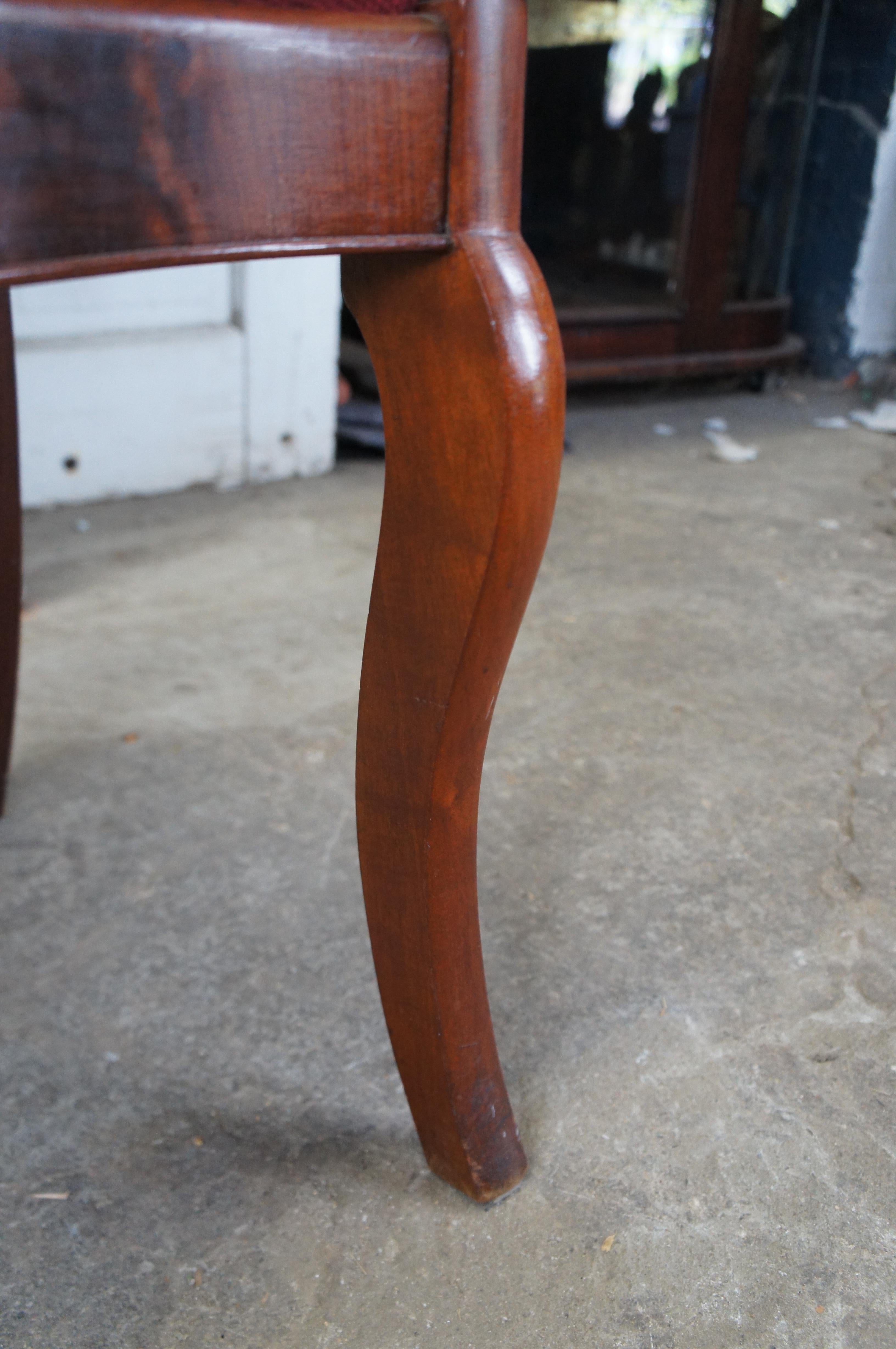 Antique Victorian American Empire Flame Mahogany Side Chair Embroidered Seat For Sale 7