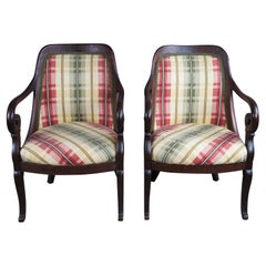 Antico Impero Vittoriano Americano Poltrone da salotto in mogano a scacchiera