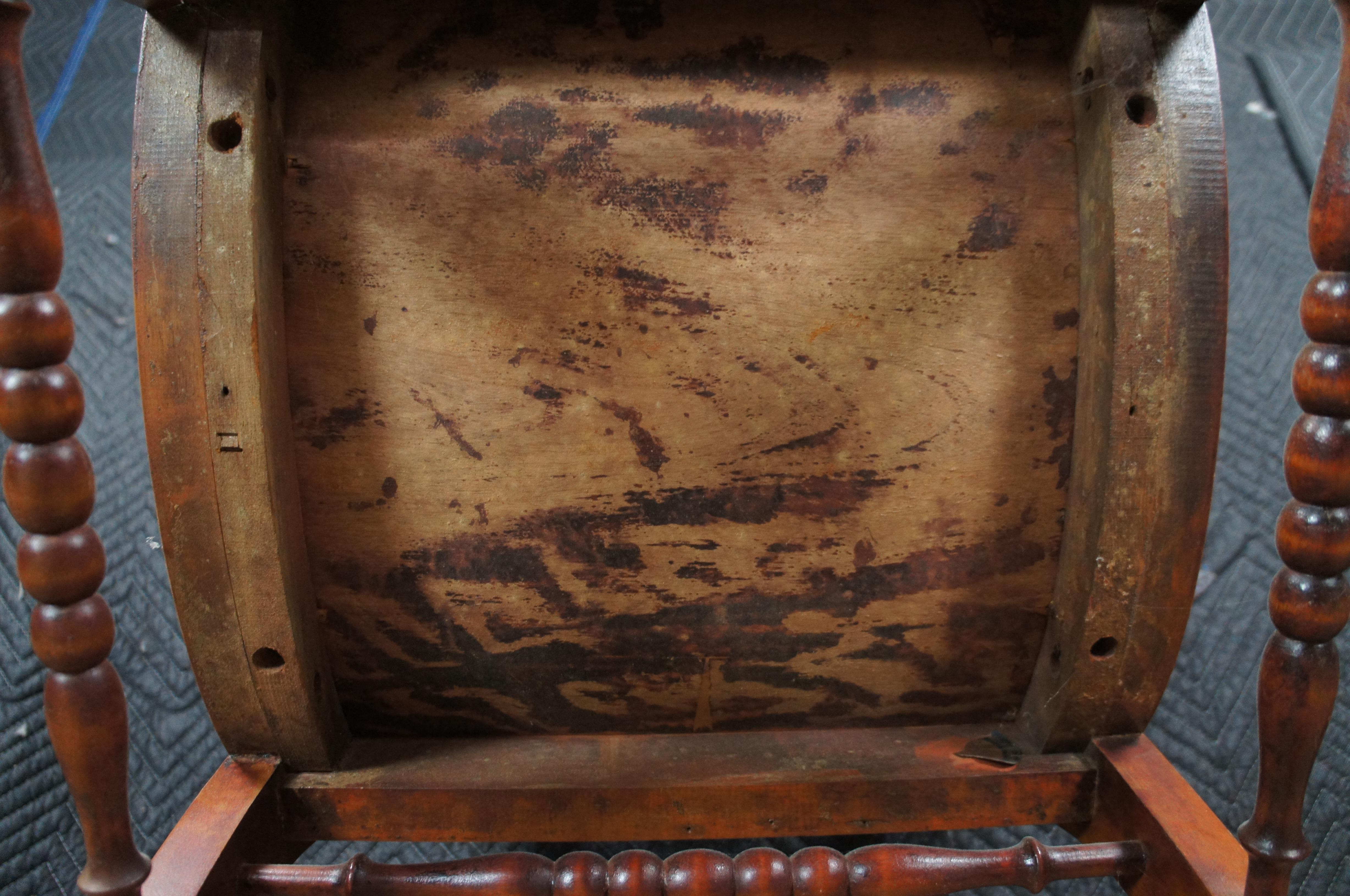 Antique Victorian American Mahogany Grotesque Northwind Face Saddle Seat Chair For Sale 11