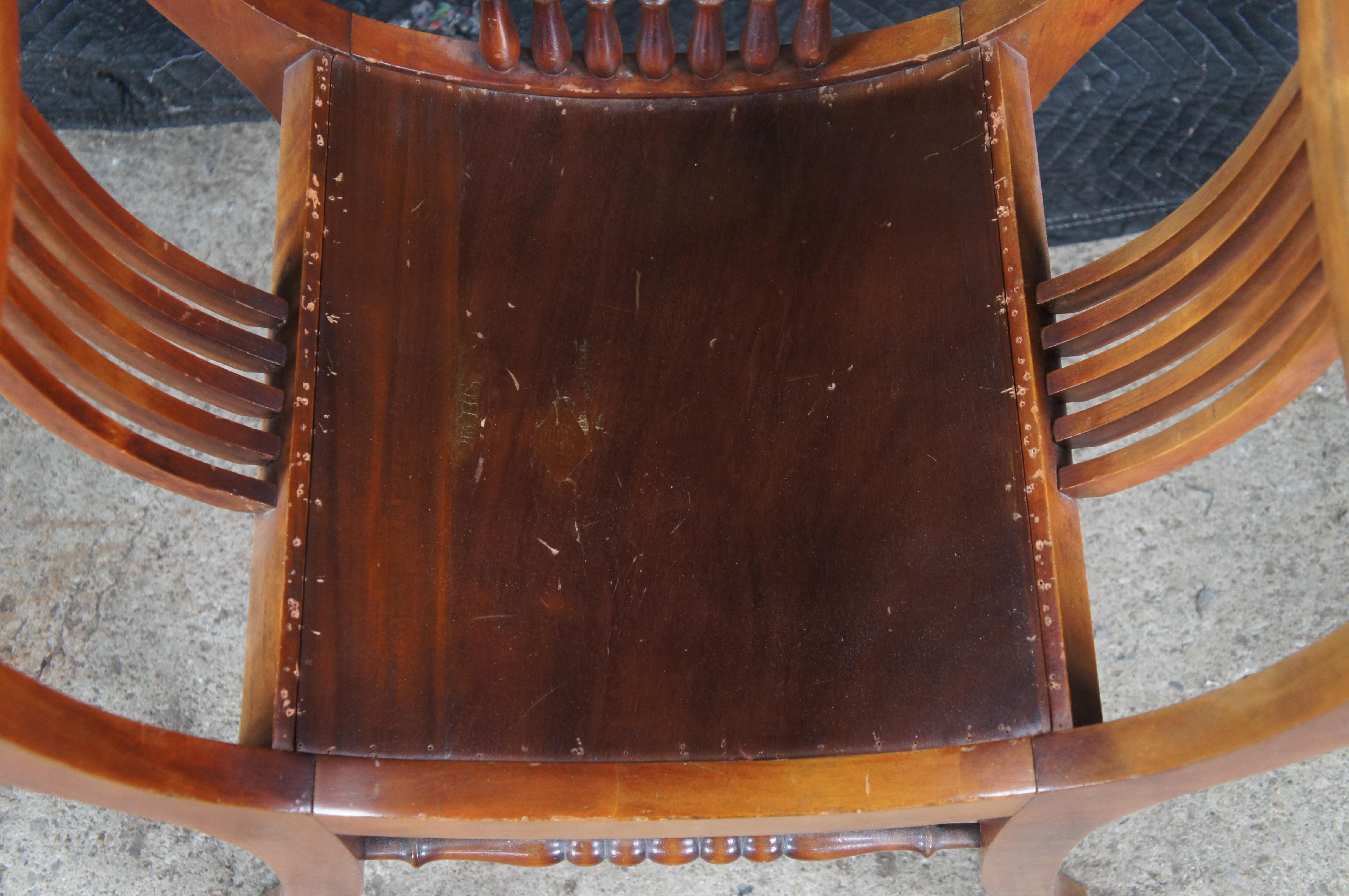 Antique Victorian American Mahogany Grotesque Northwind Face Saddle Seat Chair For Sale 4