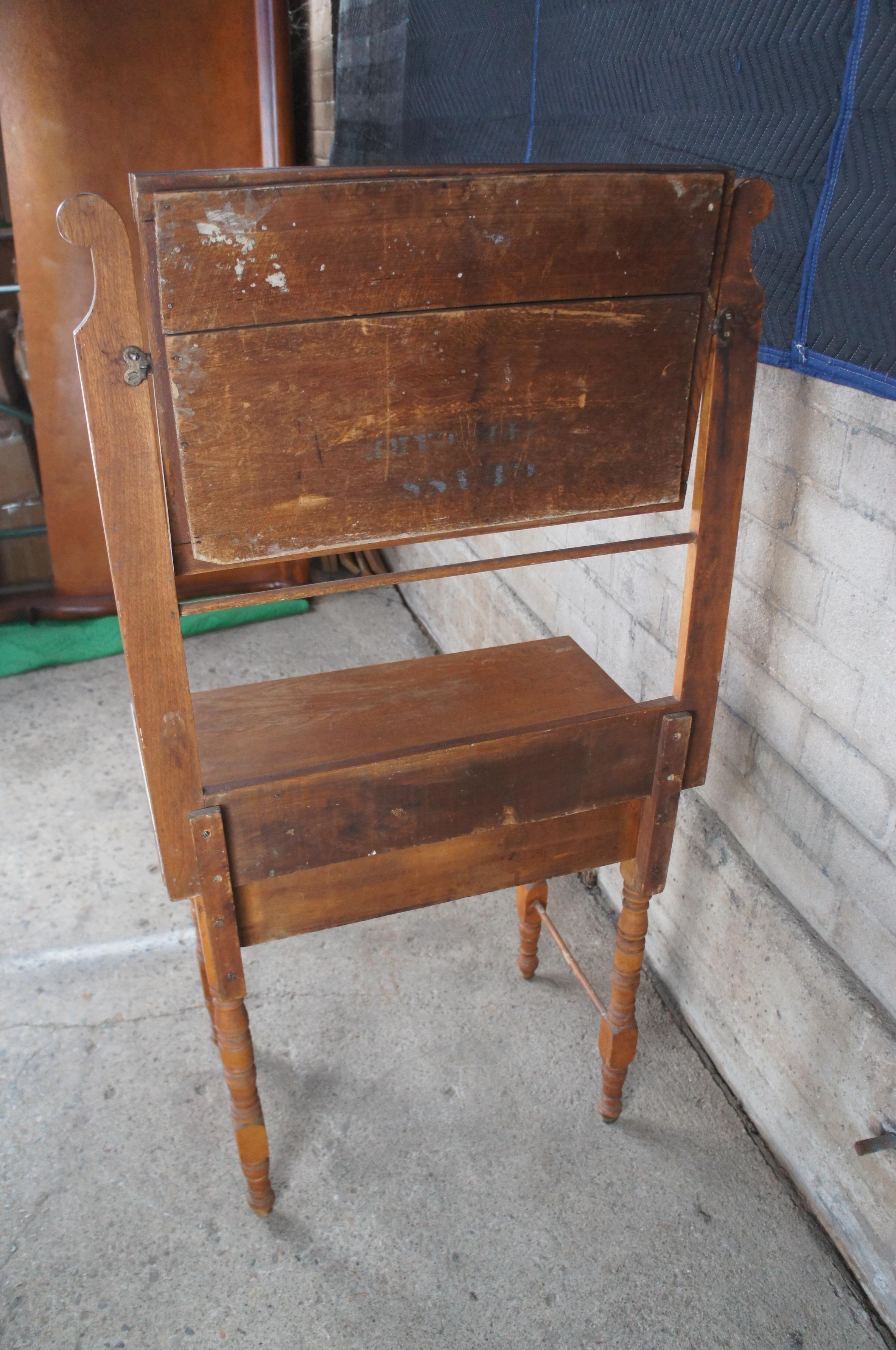 Antique Victorian American Oak Washstand W/ Mirror Dressing Table Shaving Stand For Sale 4