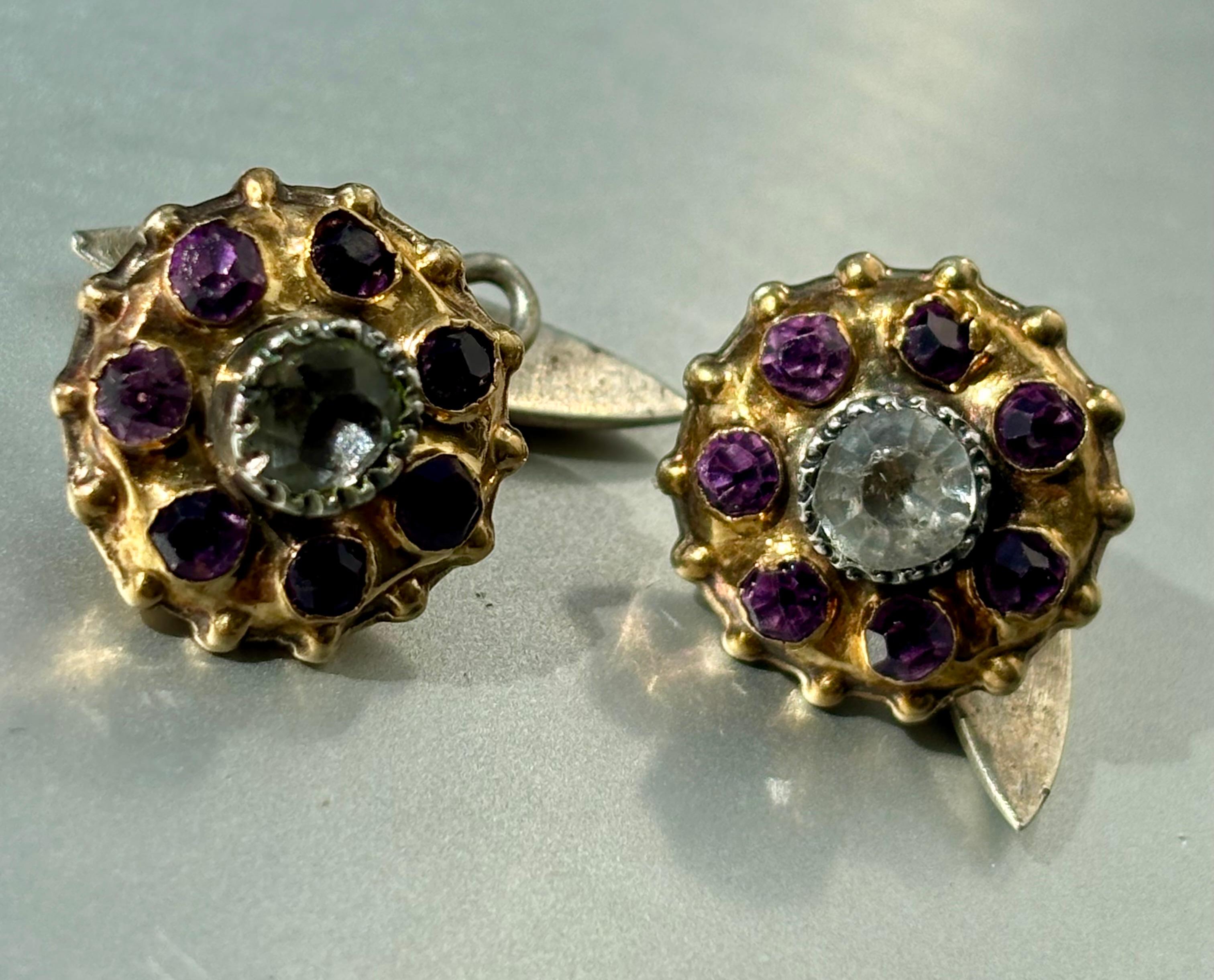 Antique Victorian Amethyst and Diamond Cufflinks. Late 19th Century. For Sale 5