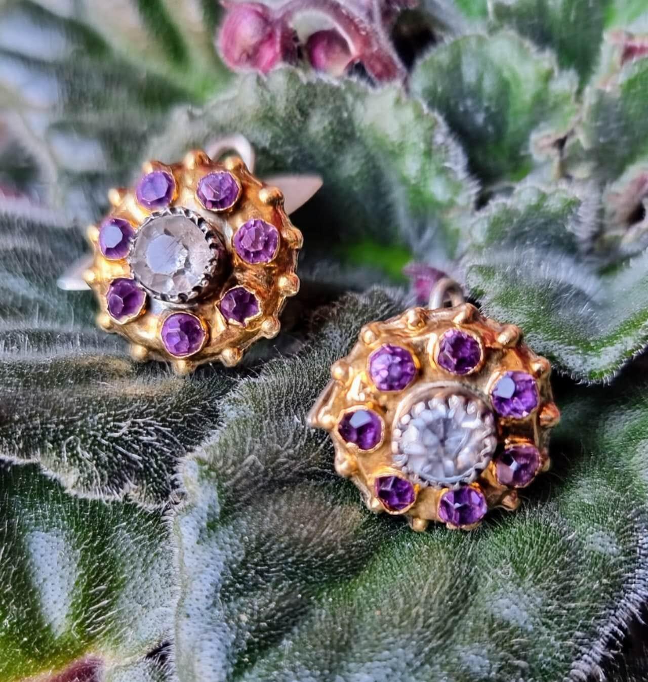 Antique Victorian Amethyst and Diamond Cufflinks. Late 19th Century. For Sale 2