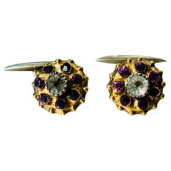 Antike viktorianische Manschettenknöpfe mit Amethyst und Diamant. Ende des 19. Jahrhunderts.