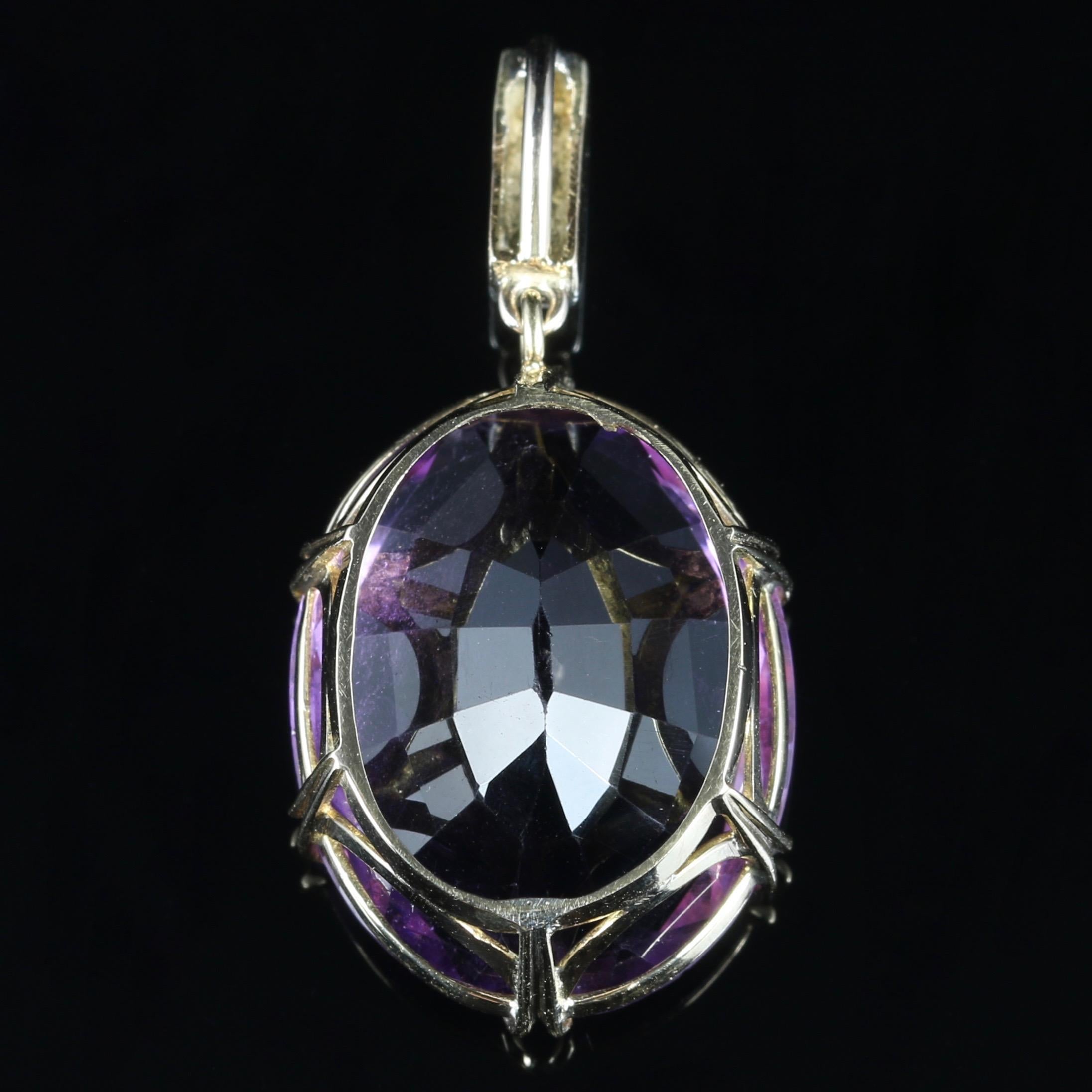 Antique Victorian Amethyst Diamond Pendant, circa 1900, 9 Carat Gold 1