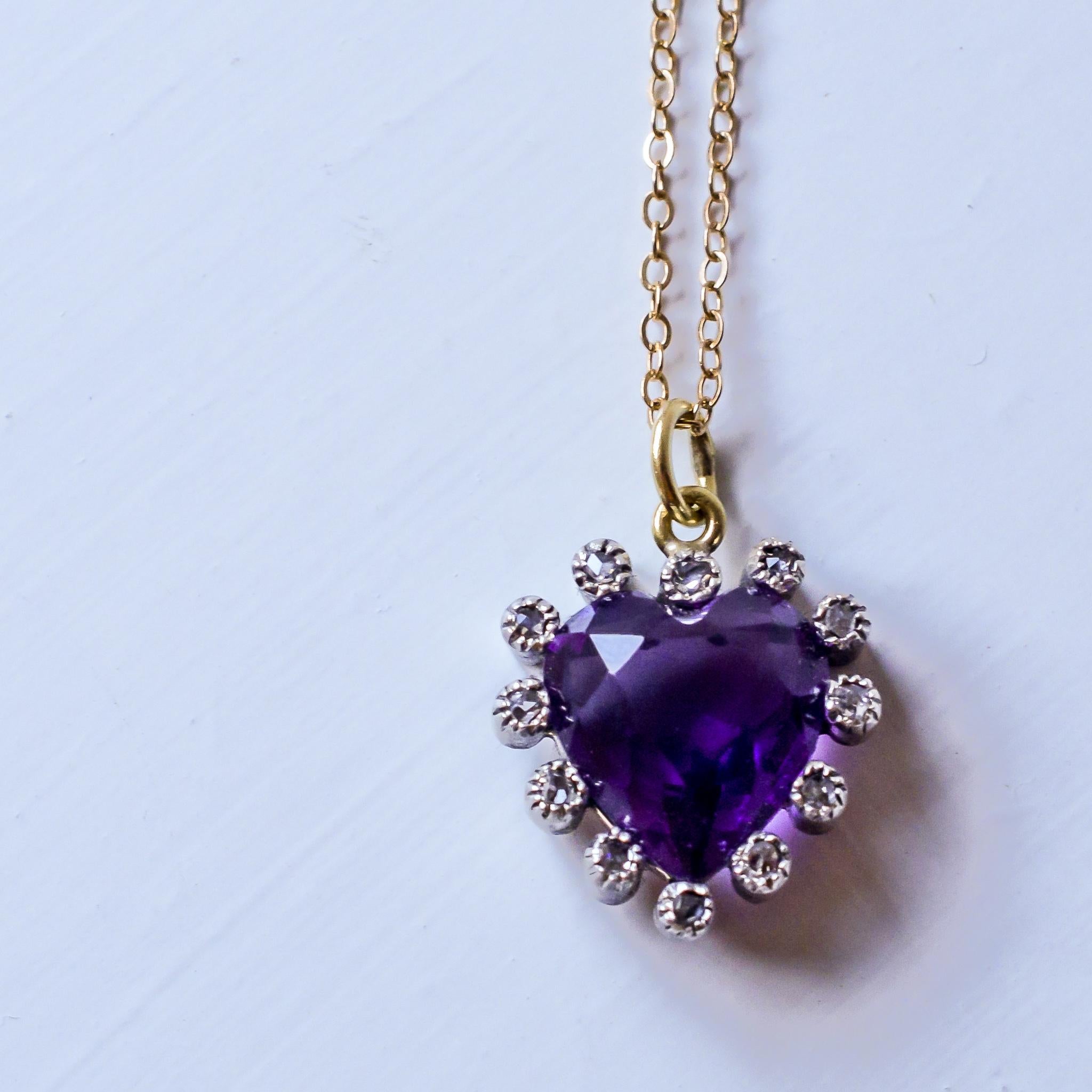 purple heart diamond necklace