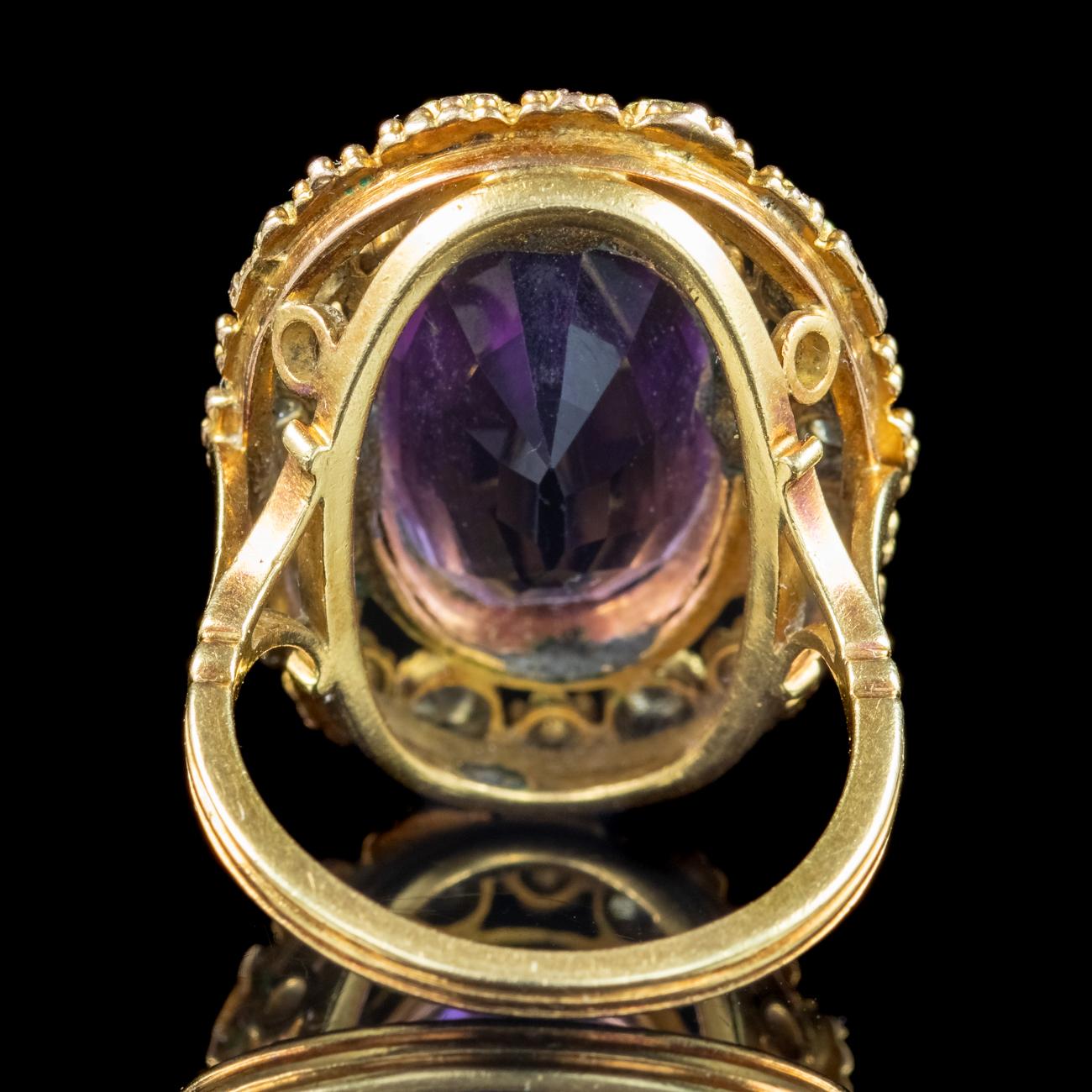 Women's Antique Victorian Amethyst Diamond Ring 7.2ct Amethyst For Sale