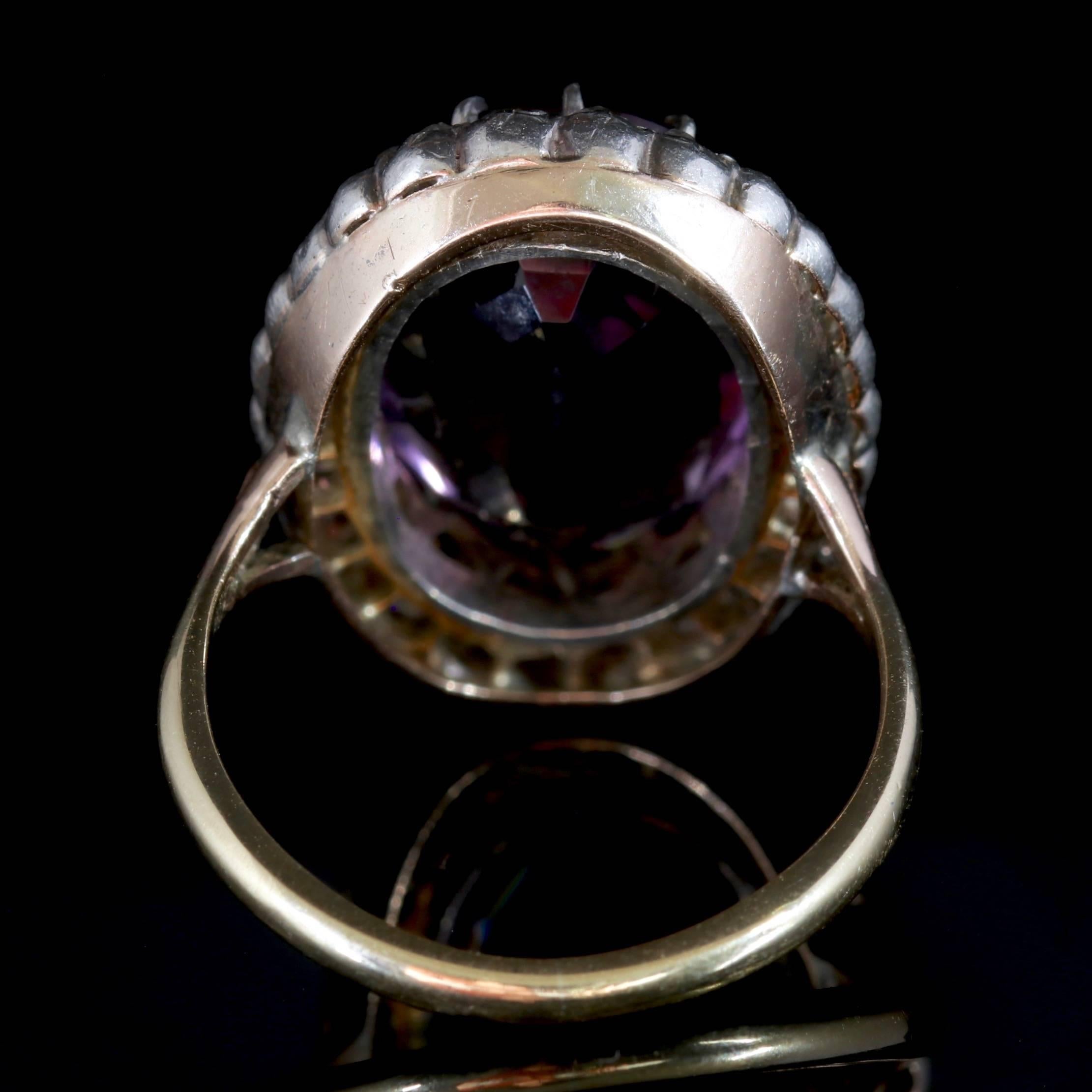 Antique Victorian Amethyst Diamond Ring 9 Carat Gold, circa 1900 In Excellent Condition In Lancaster, Lancashire