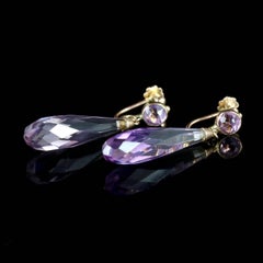 Antique Victorian Amethyst Earrings 9 Carat Gold Screw Back, circa 1900