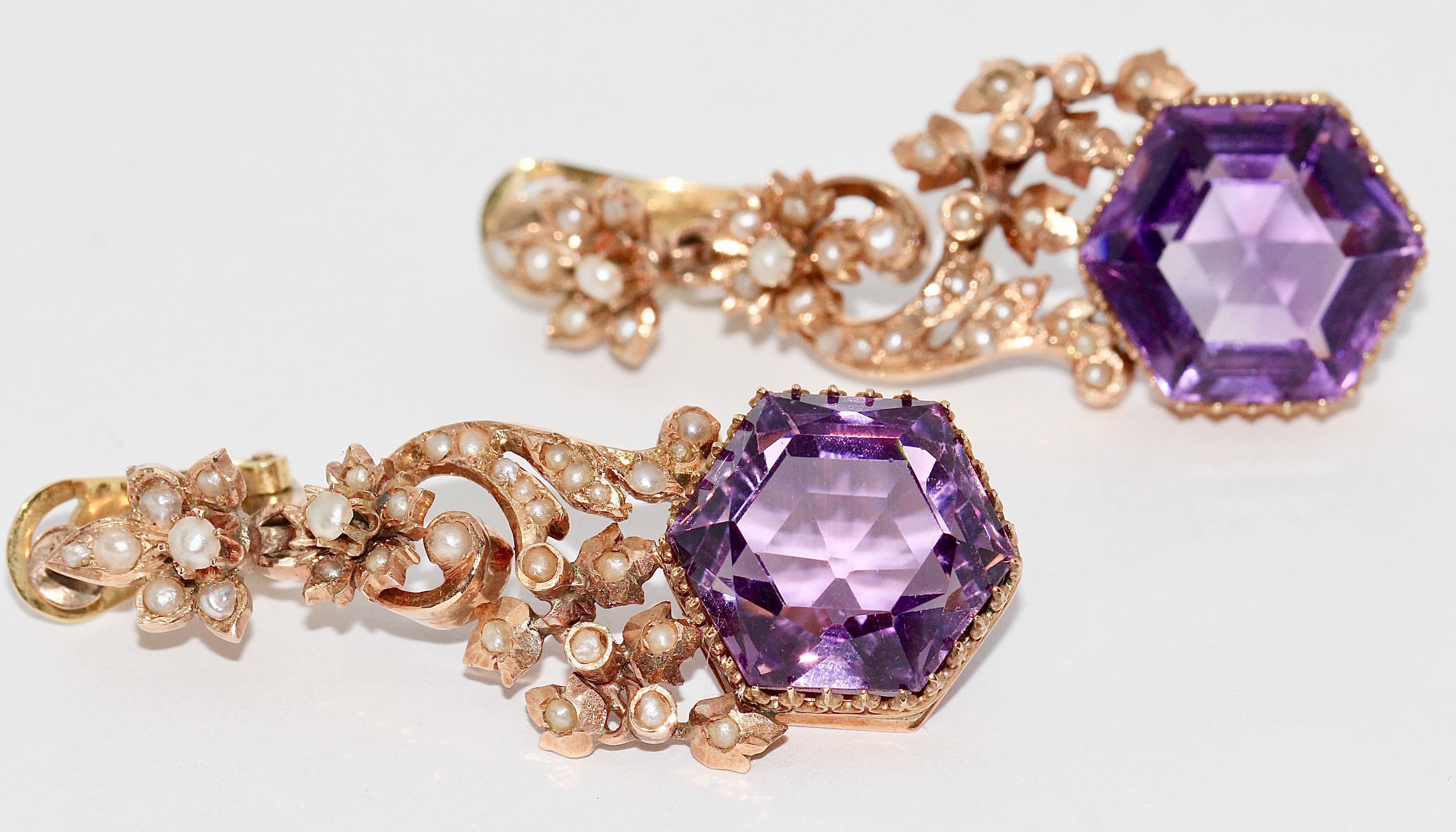 amethyst rose gold earrings