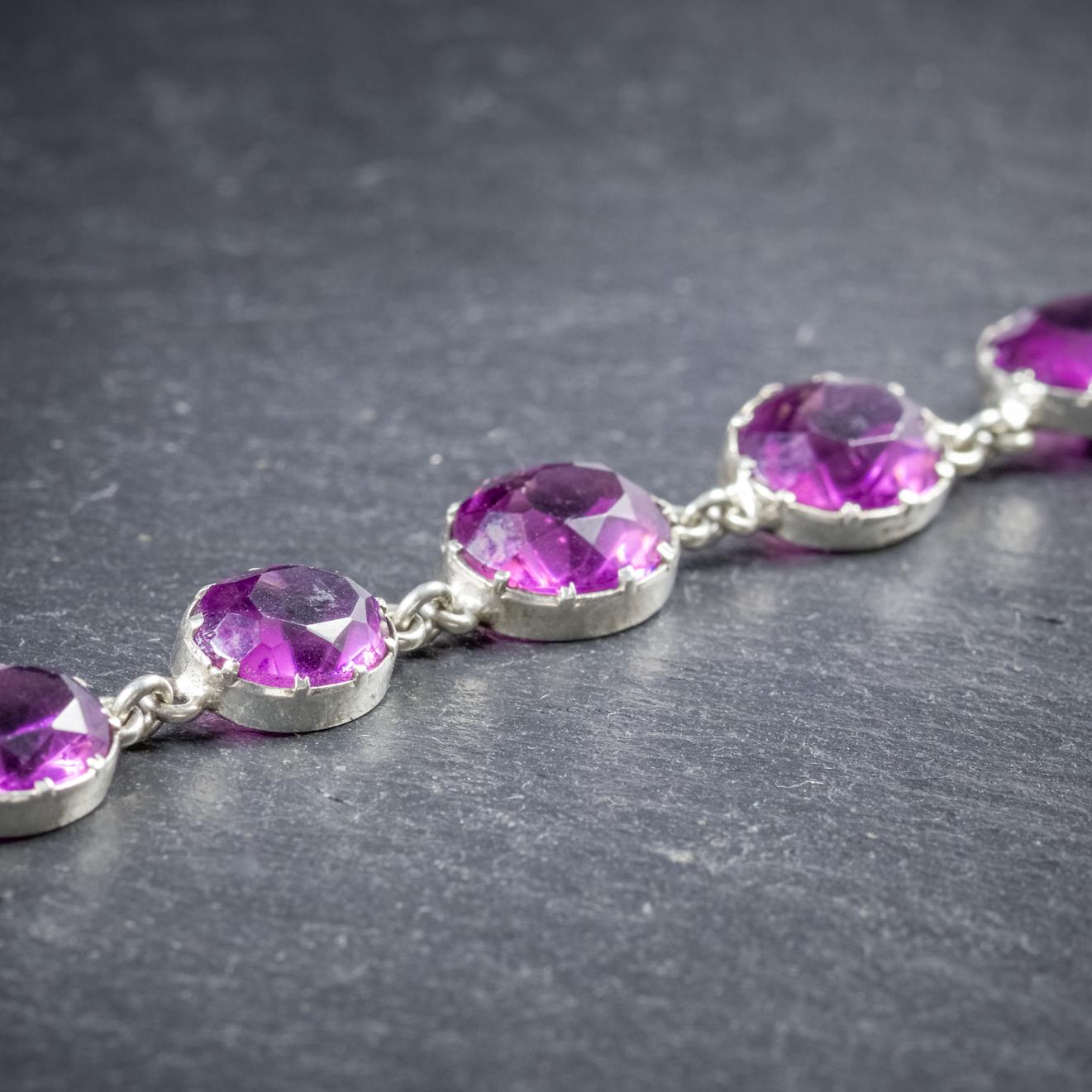 Women's Antique Victorian Amethyst Necklace Silver, circa 1900