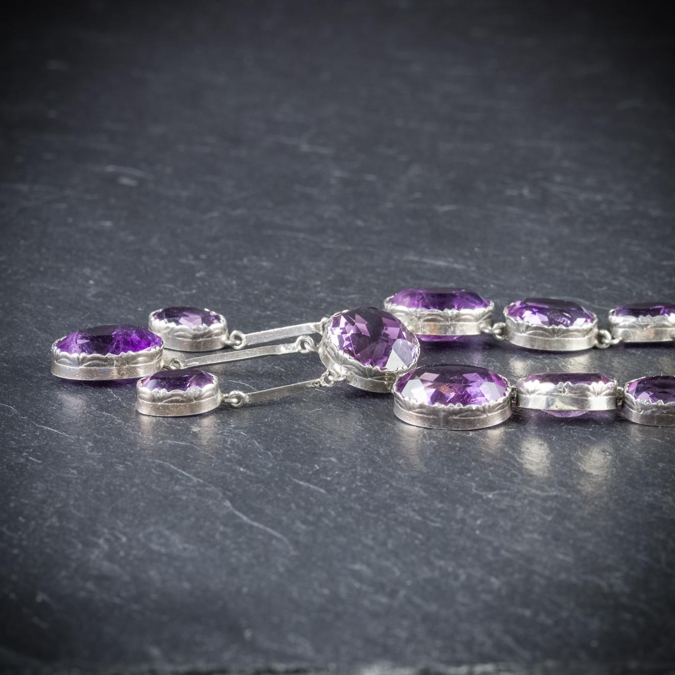 Women's Antique Victorian Amethyst Silver circa 1900 Necklace