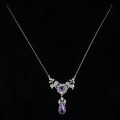 Antique Victorian Amethyst Paste Necklace Silver, circa 1900