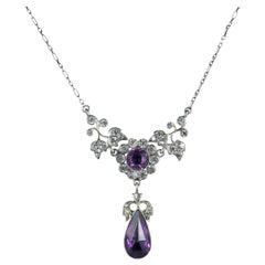 Antique Victorian Amethyst Paste Necklace Silver, circa 1900