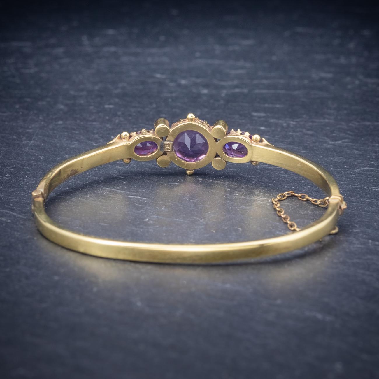 Women's Antique Victorian Amethyst Pearl 9 Carat Gold, circa 1900 Bangle For Sale