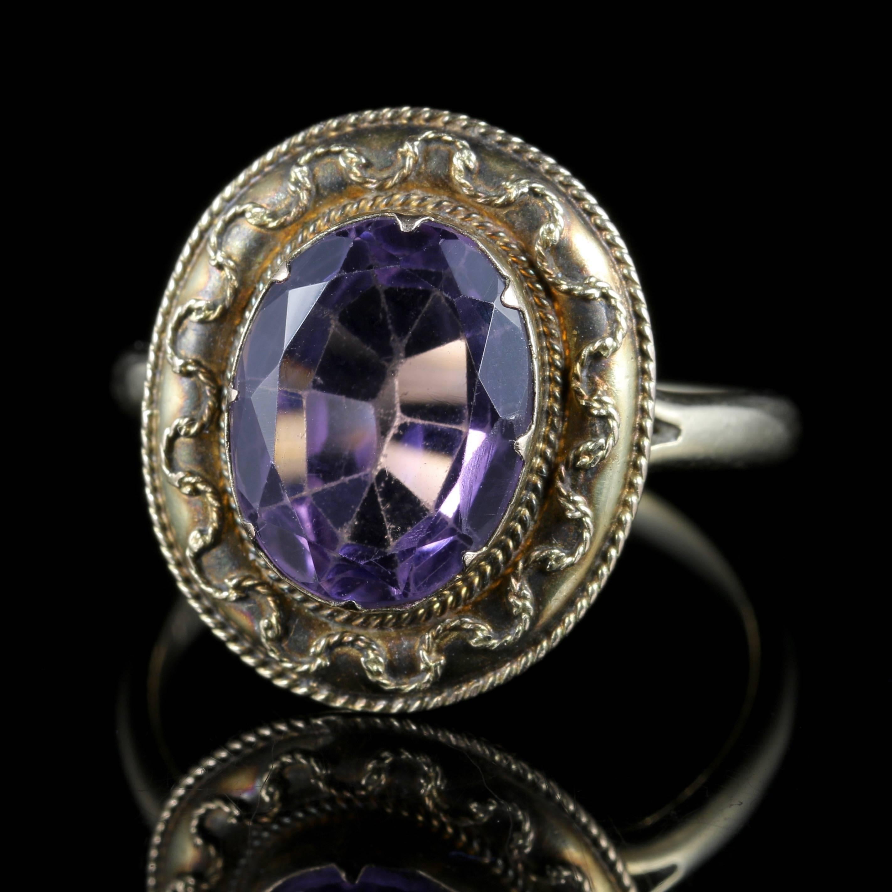 For more details please click continue reading down below...

This fabulous Etruscan Revival ring is adorned with a large central Amethyst set into a 15ct Gold setting.

Circa 1870

The shank is set in 9ct Gold.

Etruscan Revival jewellery became