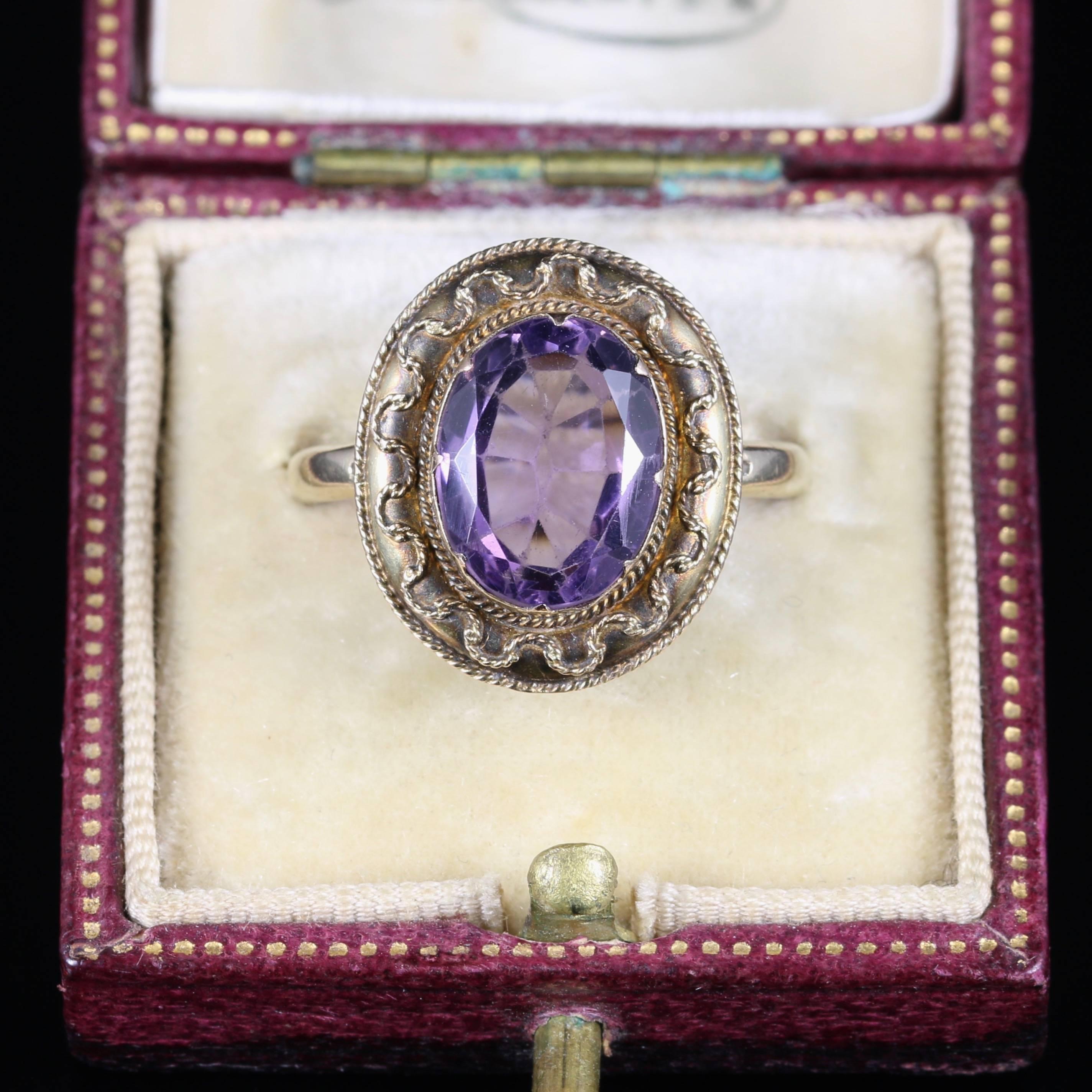 Women's Antique Victorian Amethyst Ring Etruscan Revival