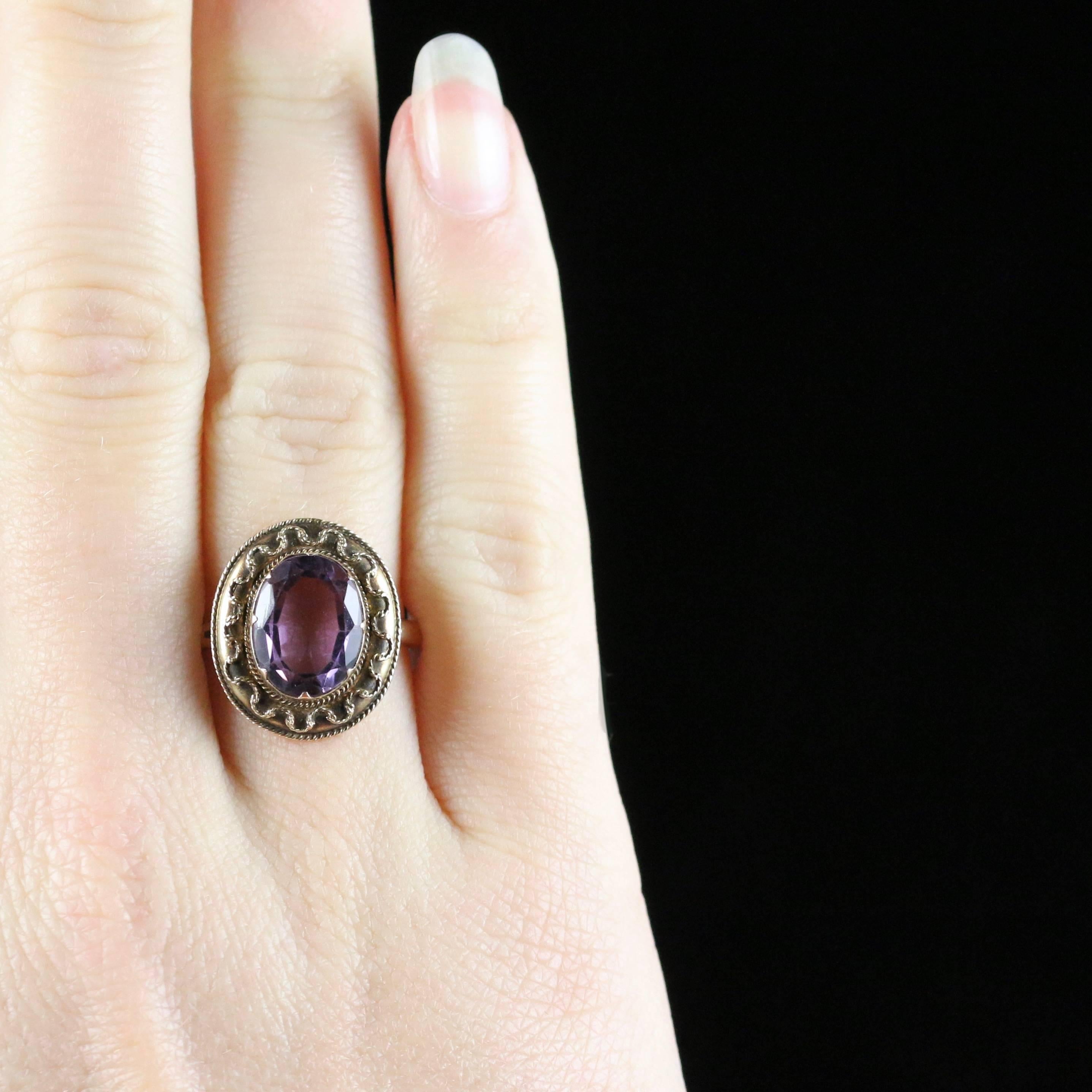 Antique Victorian Amethyst Ring Etruscan Revival 1
