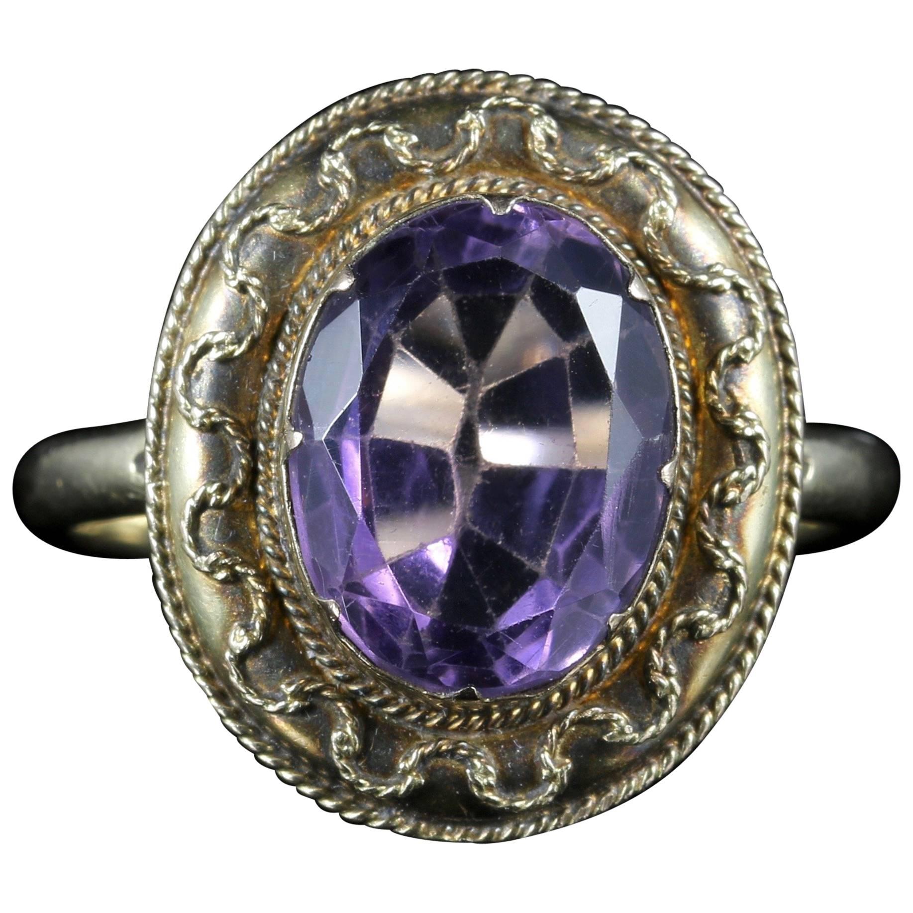 Antique Victorian Amethyst Ring Etruscan Revival