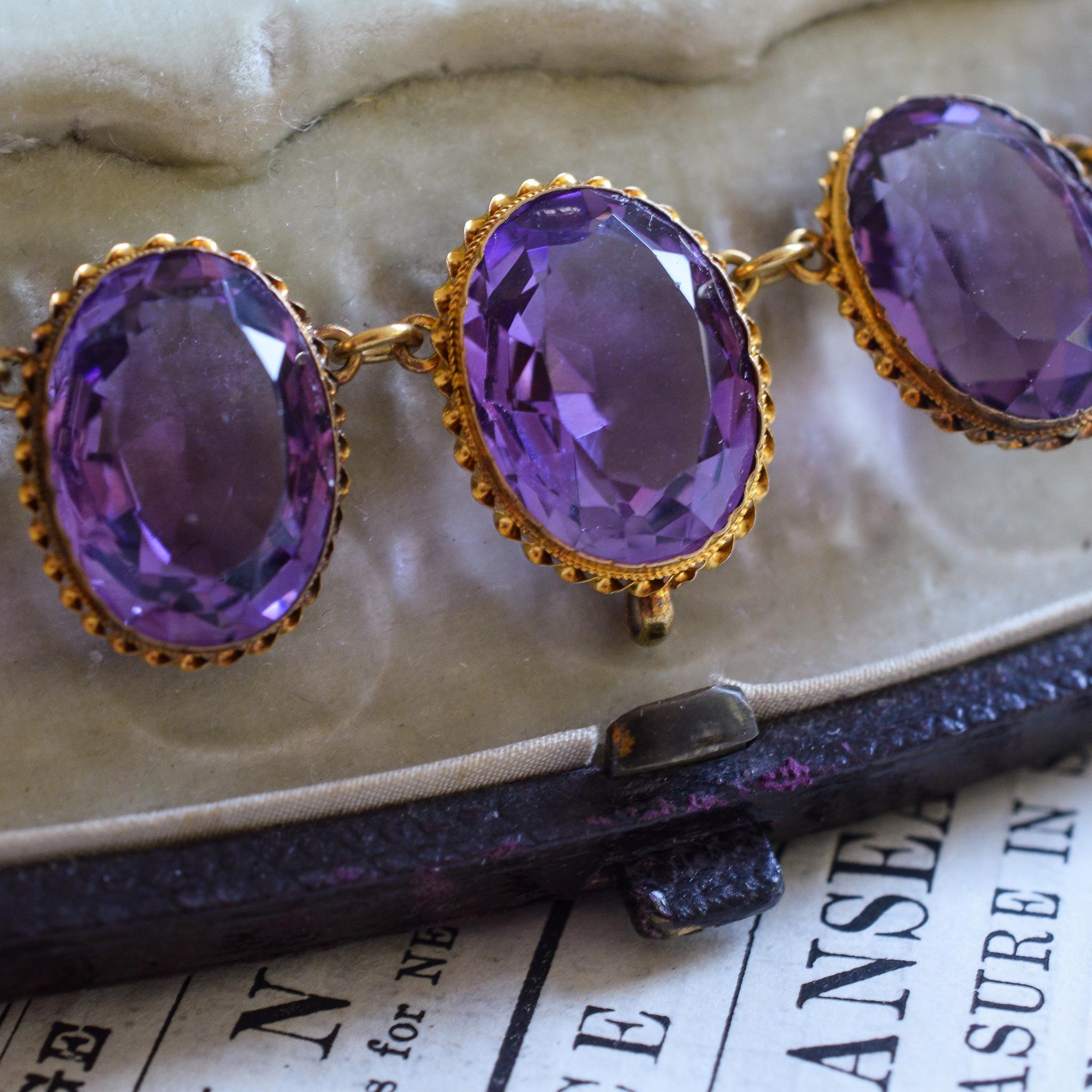 Antique Victorian Amethyst Riviére Necklace and Earrings Suite 7