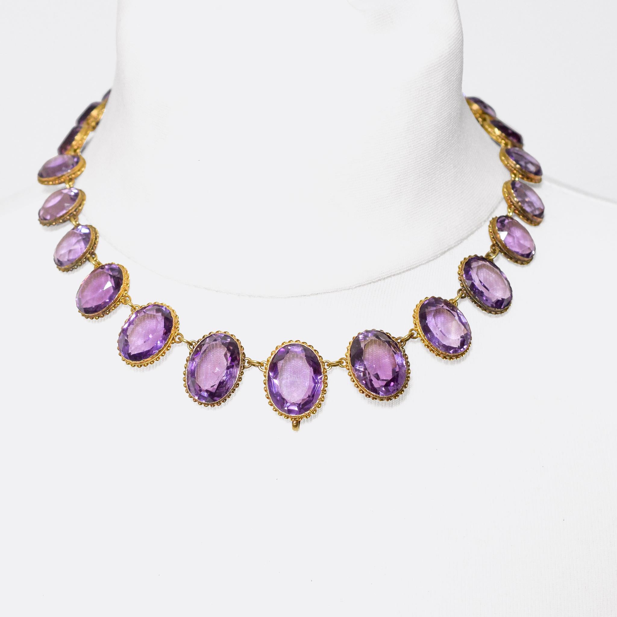 Antique Victorian Amethyst Riviére Necklace and Earrings Suite 4
