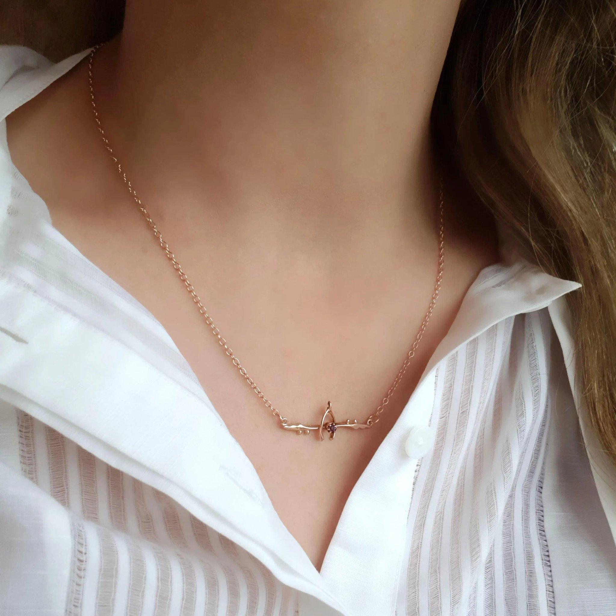 Vittoriano Collana antica vittoriana in oro rosa 9ct con ametista Wishbone in vendita