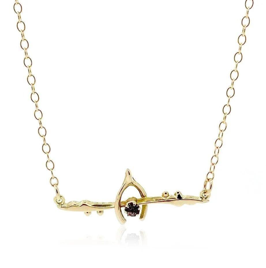 Collana antica vittoriana in oro rosa 9ct con ametista Wishbone In condizioni buone in vendita a London, GB