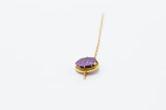 Antique Victorian Amethysts Lapel Stick Pin in 18 Karat Gold