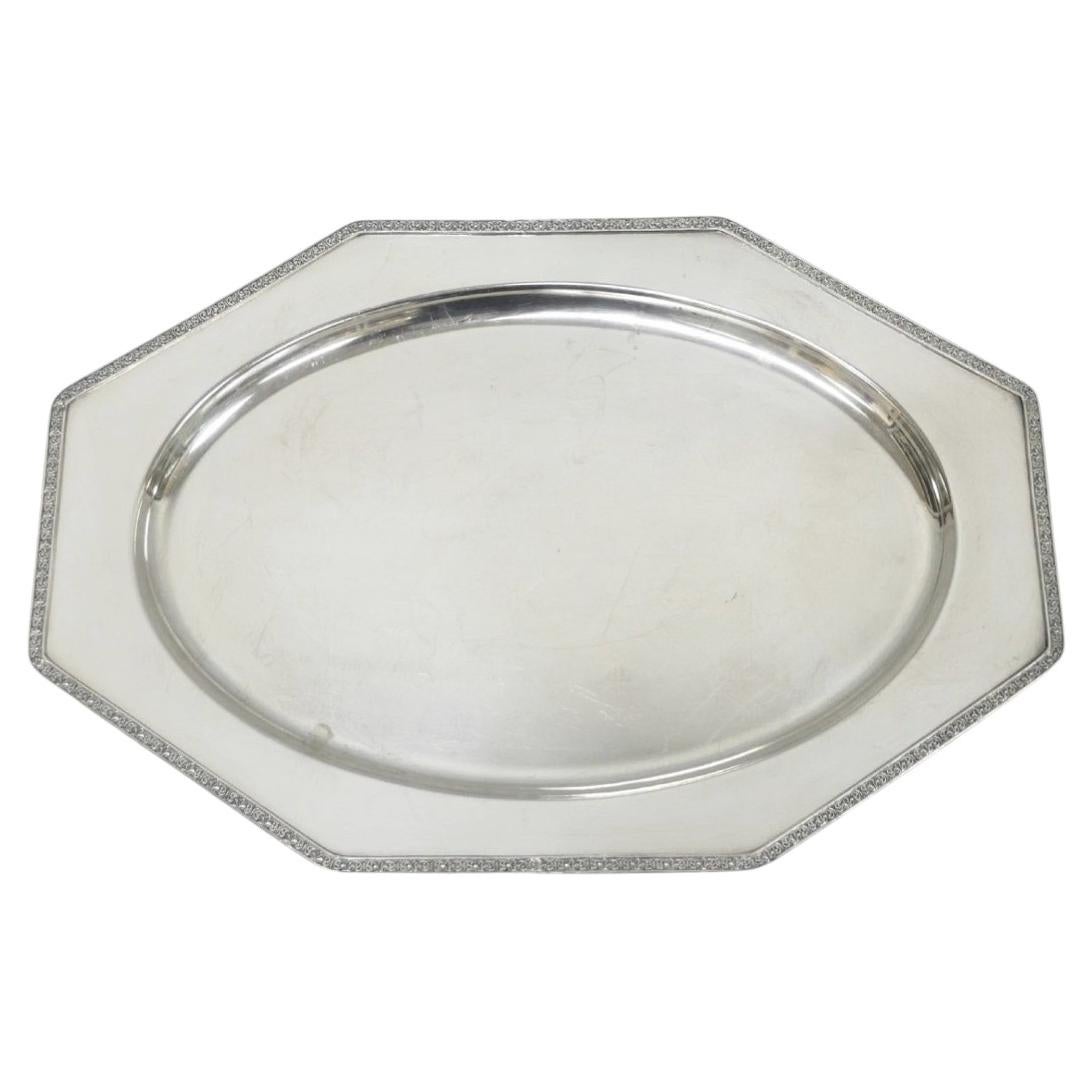 Antique Victorian Andover SP Co Silver Plated Octagonal Serving Platter Tray