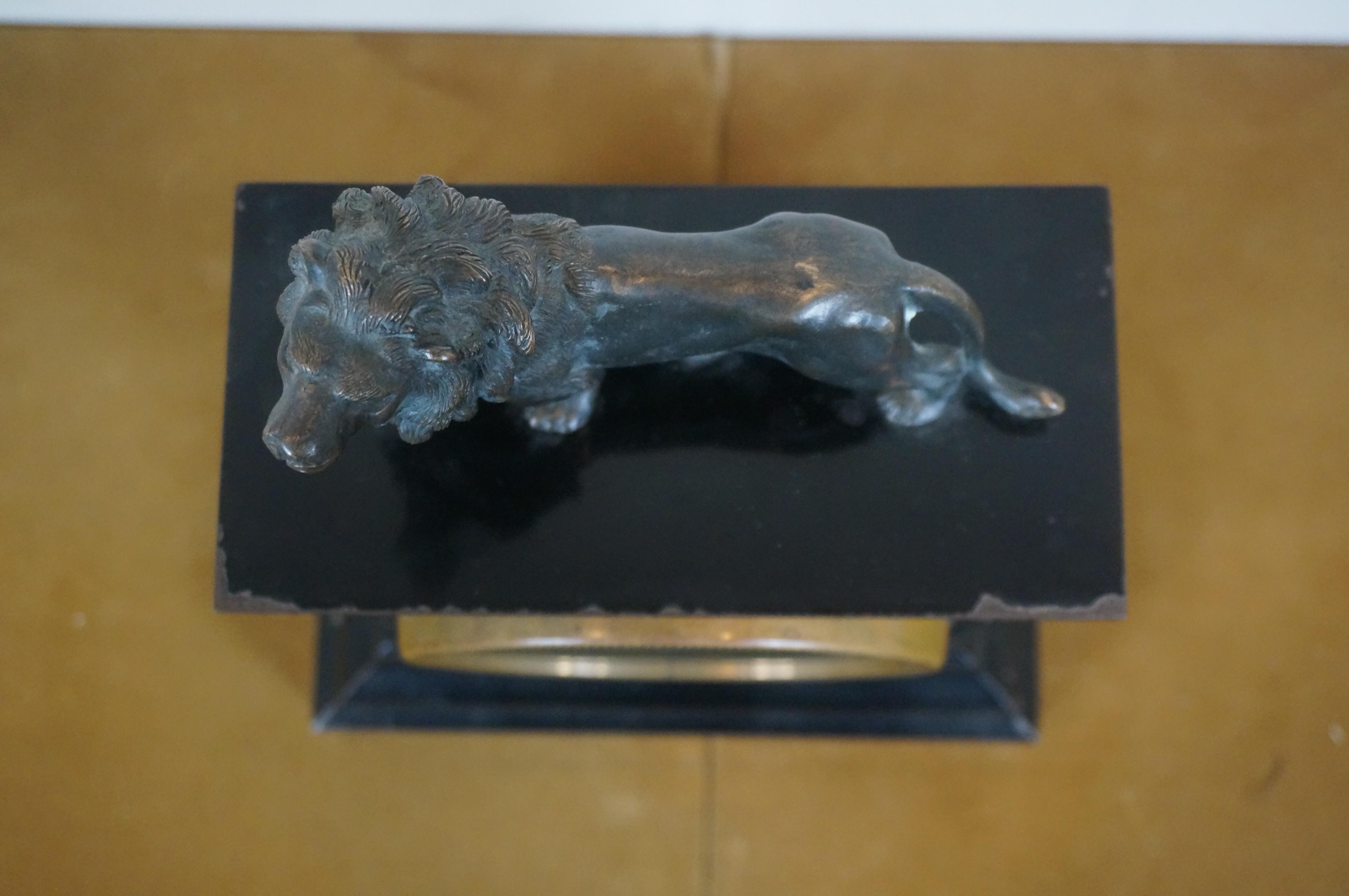 Antique Victorian Ansonia Cast Iron Bronze Lion Mantel Clock 14