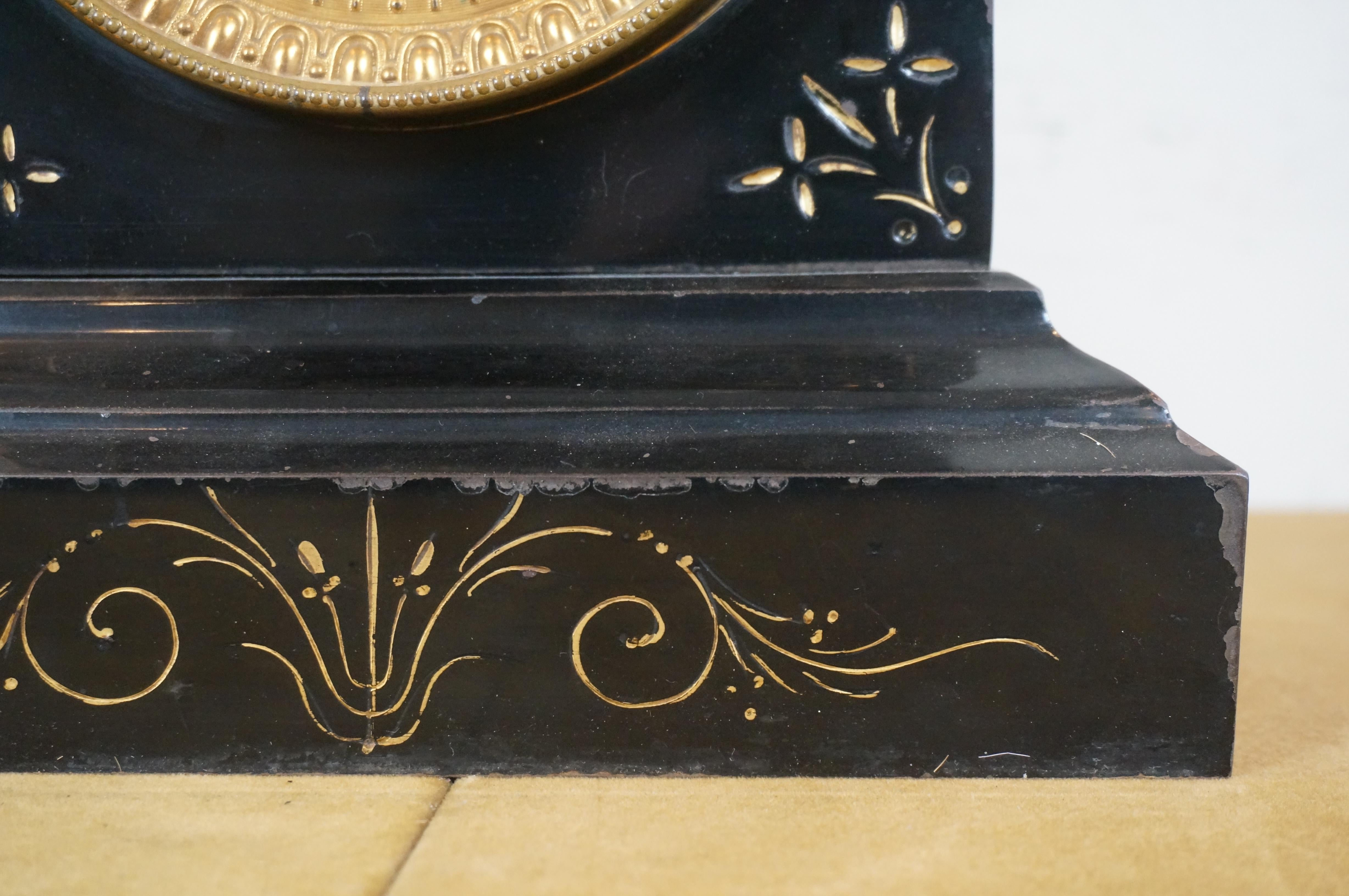 Antique Victorian Ansonia Cast Iron Bronze Lion Mantel Clock 14
