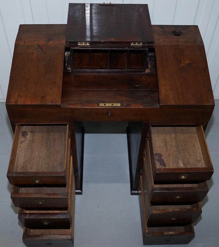 Antique Victorian Apprentice Workers Desk with Open Flap Top Lovely
